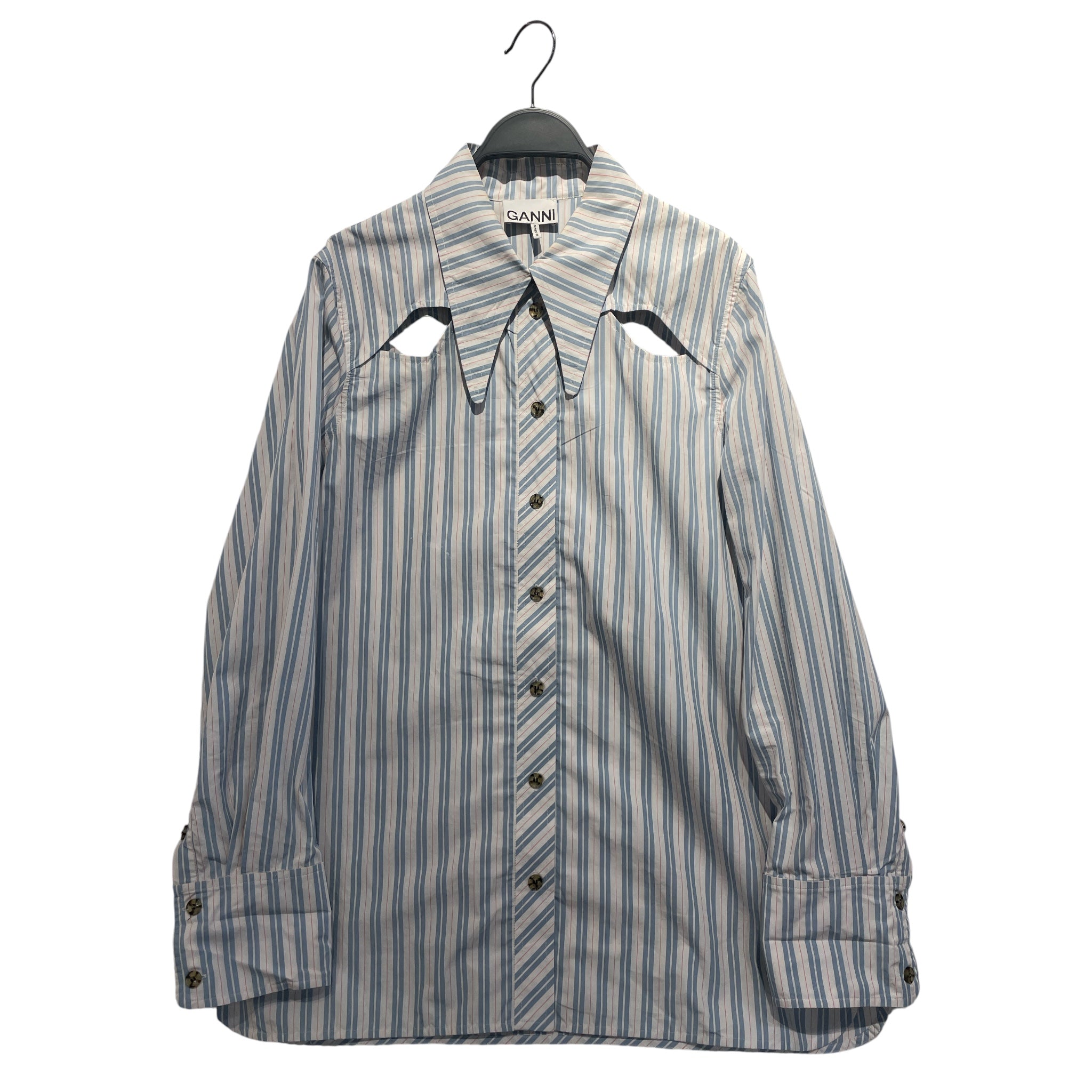 GANNI/3|4S Shirt/40/Stripe/Cotton/BLU/ view 1