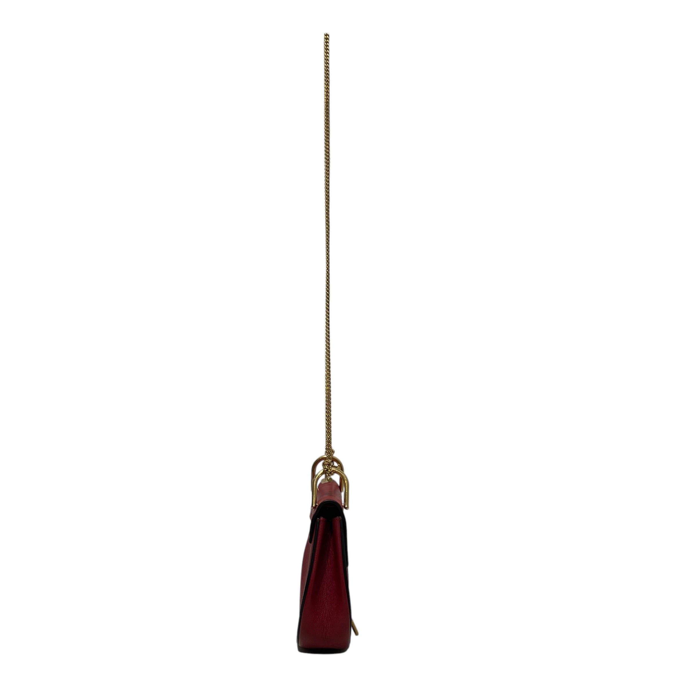 Chloe/Cross Body Bag/Leather/RED/Drew Crossbody Bag view 3