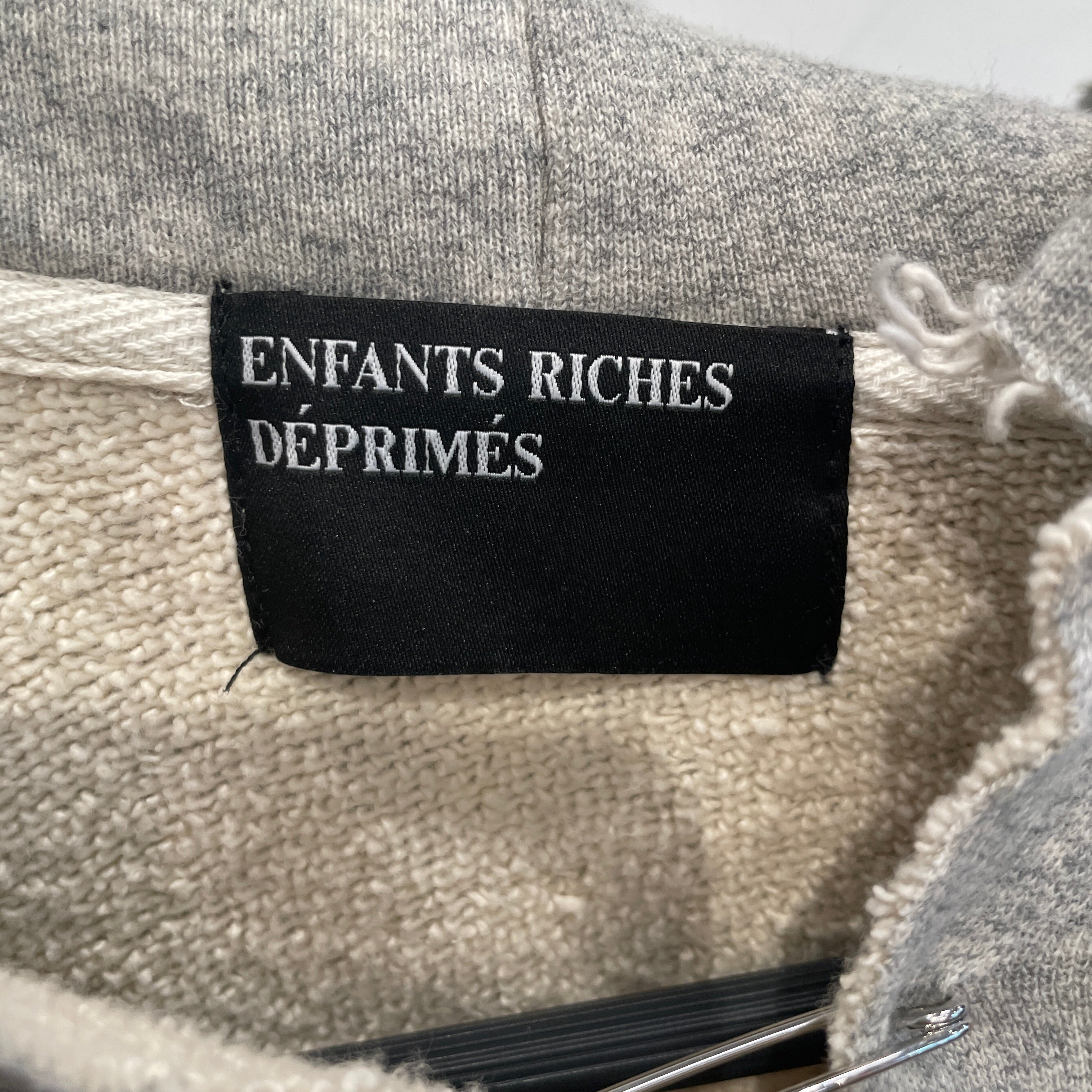 enfants riches deprimes/Hoodie/L/Graphic/Cotton/GRY/Distressed/BOBBY PIN RIPPED HOODIE view 3