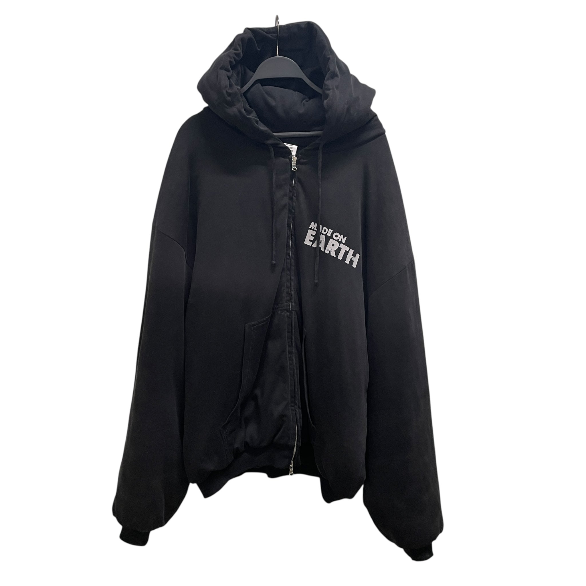 VETEMENTS/Zip Up Hoodie/M/Cotton/BLK/Oversize/ view 1