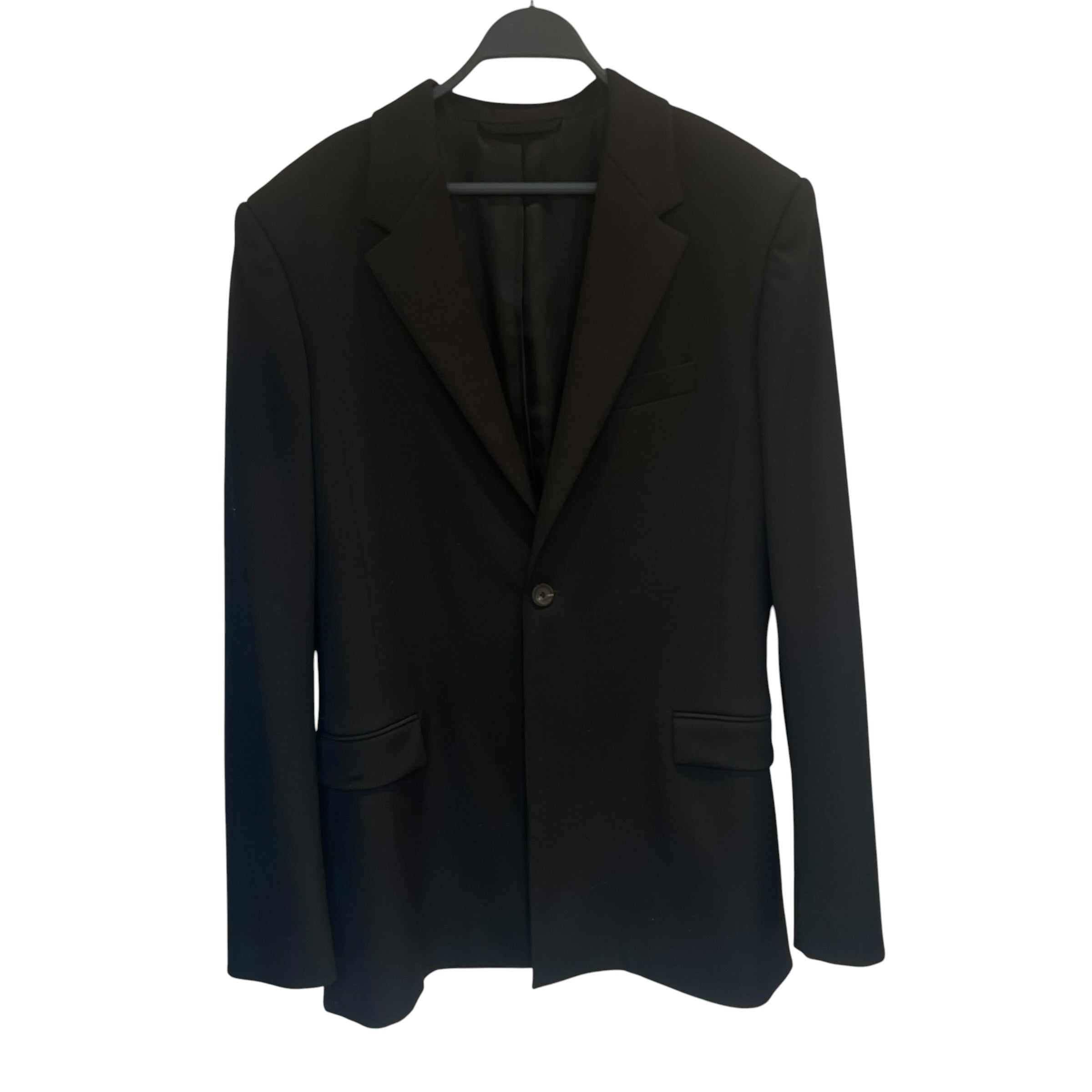 BALENCIAGA/Jacket/46/Cotton/BLK/OS blazer shoulder pads view 1