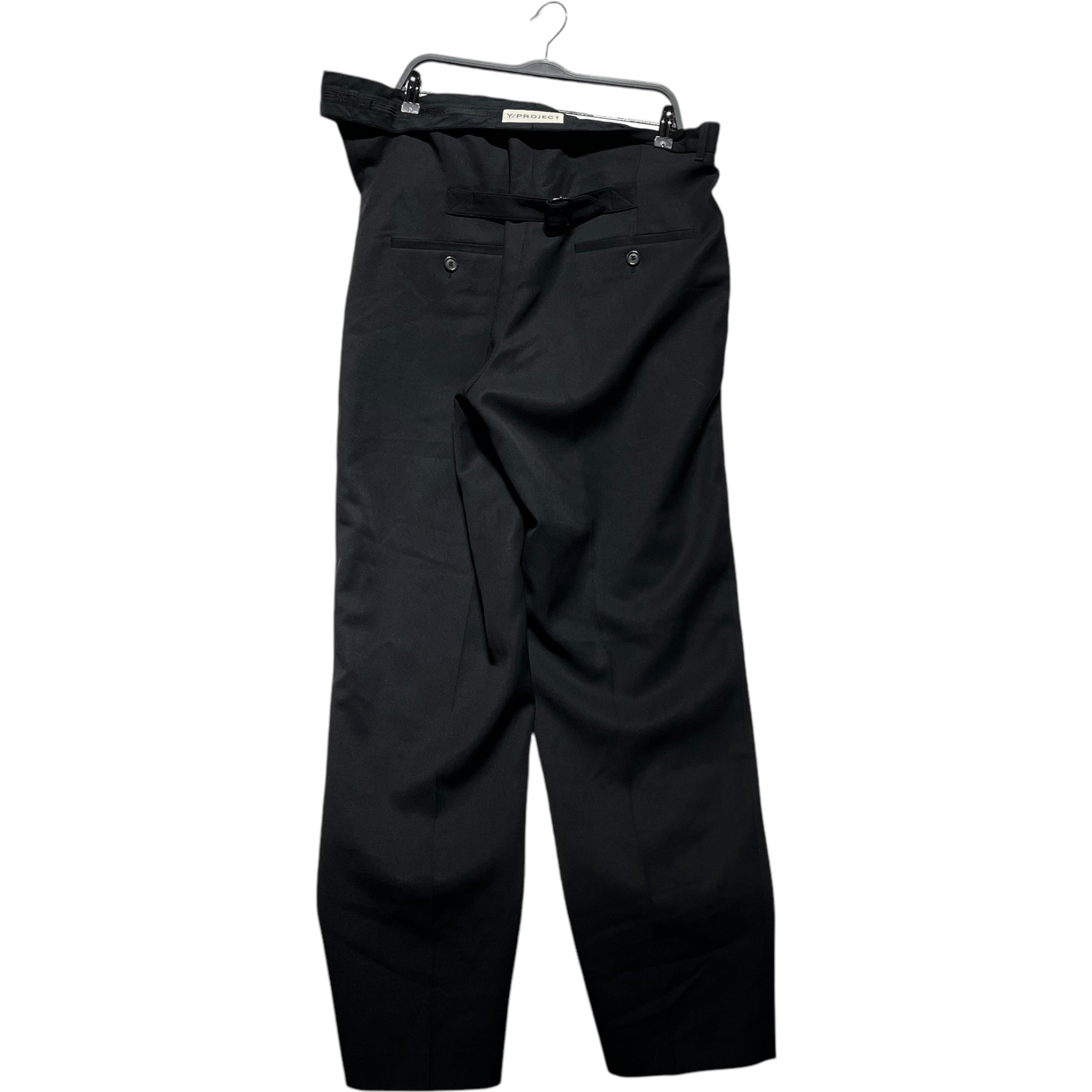 Y/PROJECT/Straight Pants/XL/Wool/BLK/asymetrical waist view 3