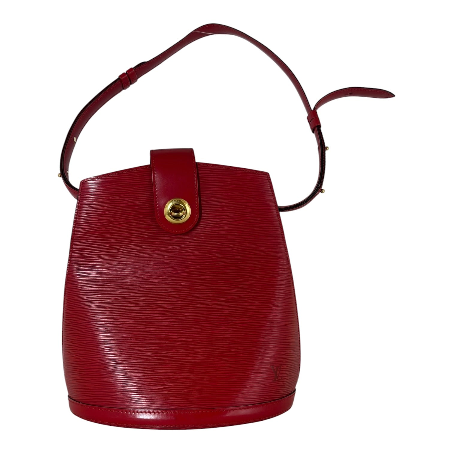LOUIS VUITTON/Basket Bag/Leather/RED/GOLD TURN LOCK view 1