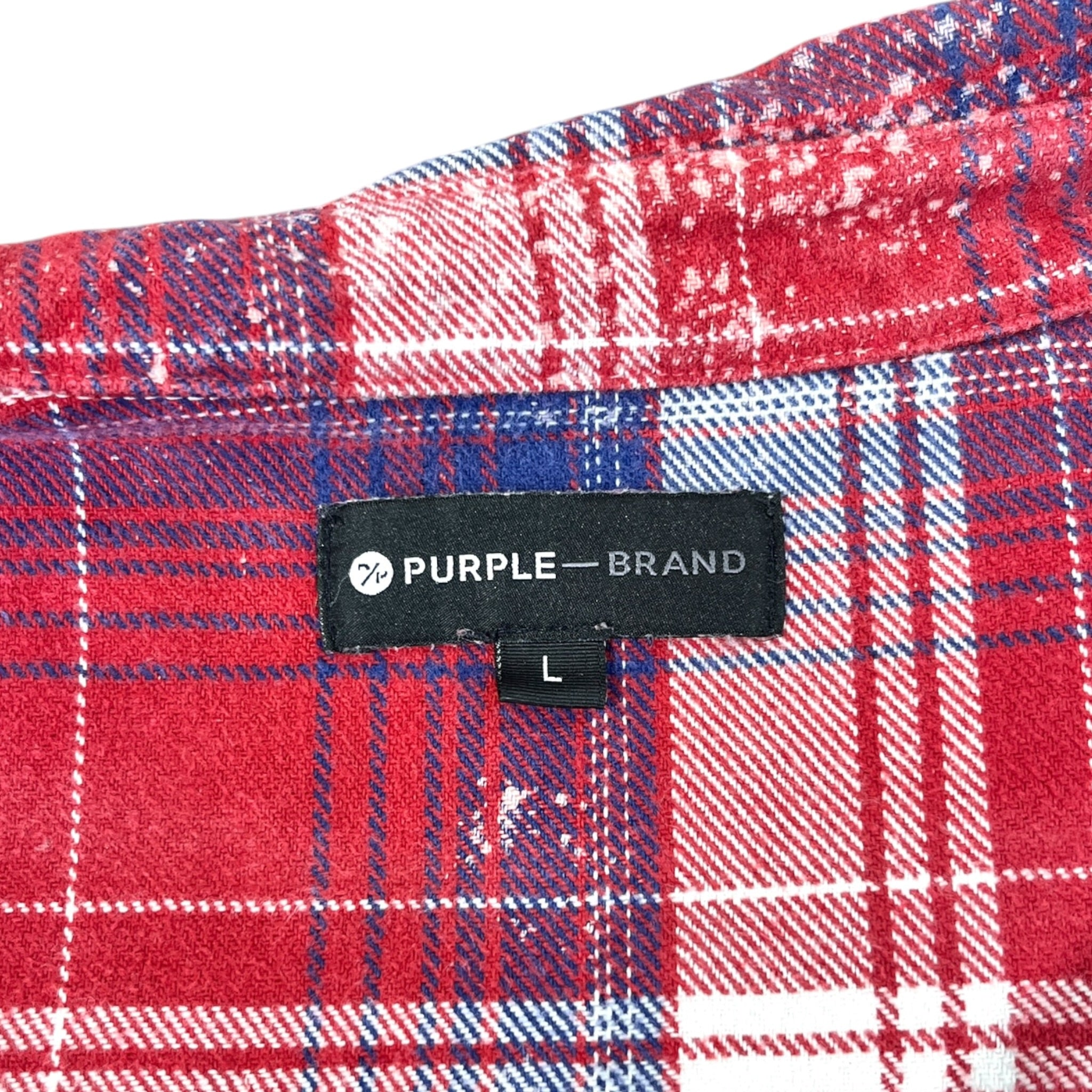 PURPLE BRAND/Flannel Shirt/L/Cotton/RED/Plaid/Purple Plaid Flannel view 3