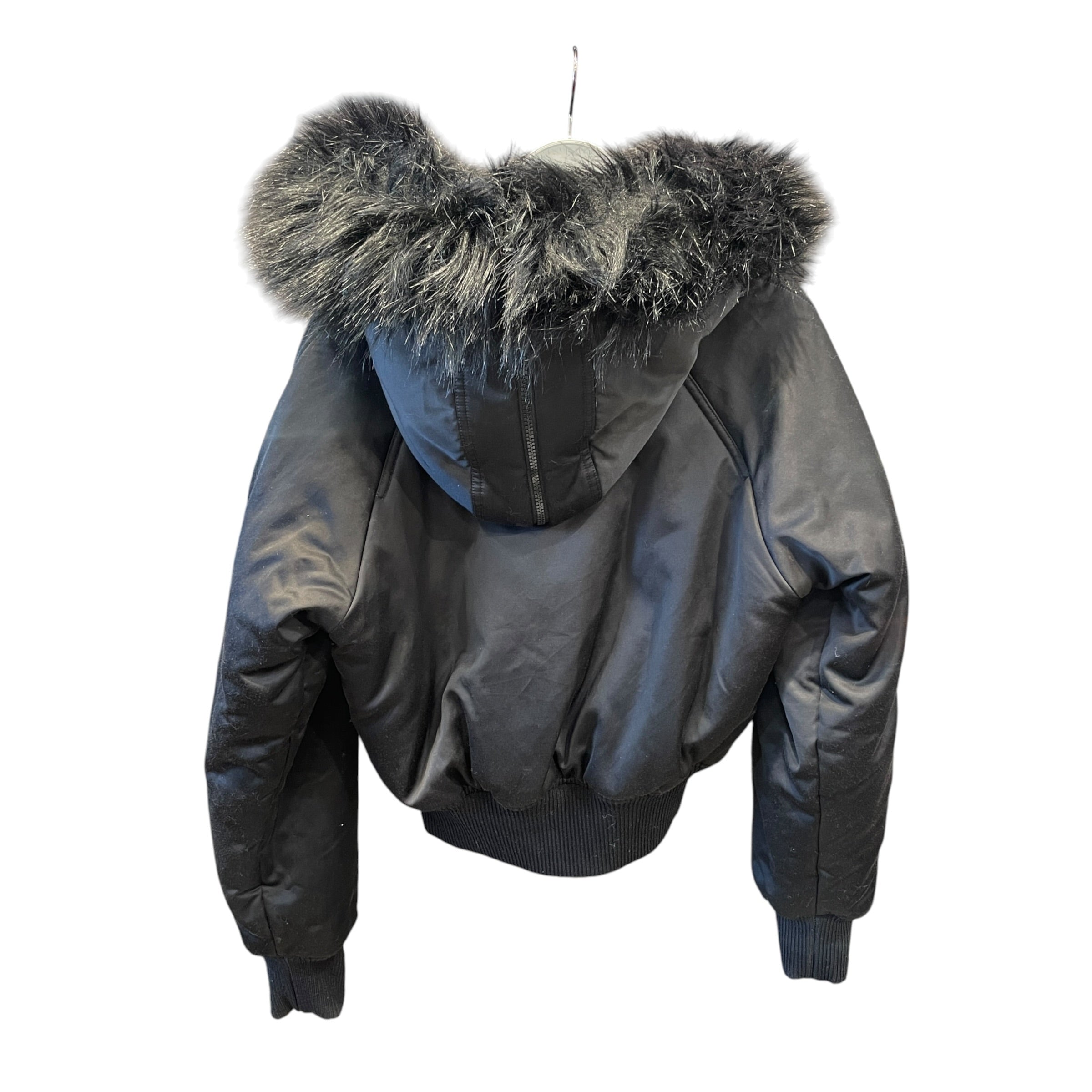 SAINT LAURENT/Coat/Nylon/BLK/Fur Trimmed Cropped Bomber view 2