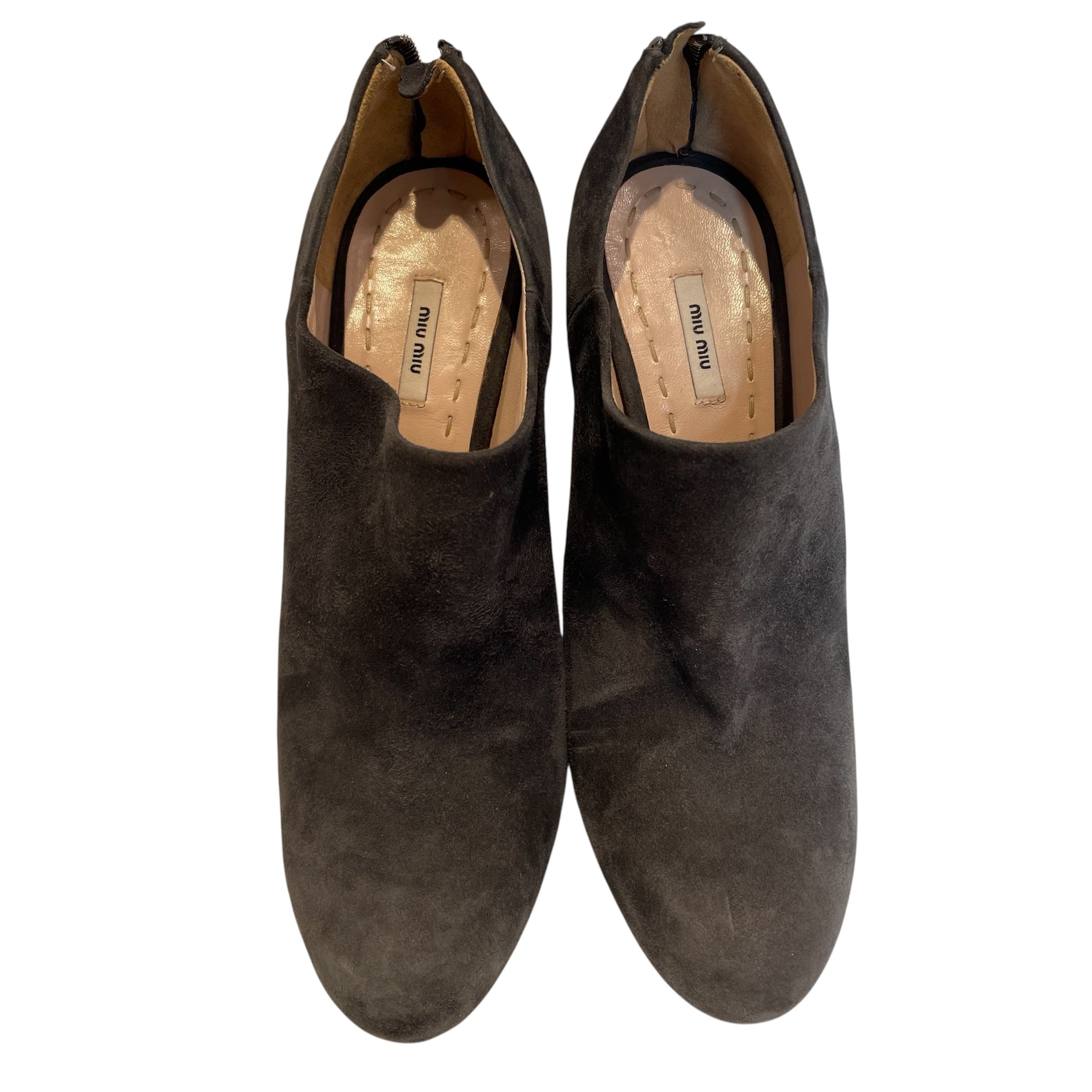 MIU MIU/Heels/US 5.5/Leather/GRY/sued dark grey heels view 3