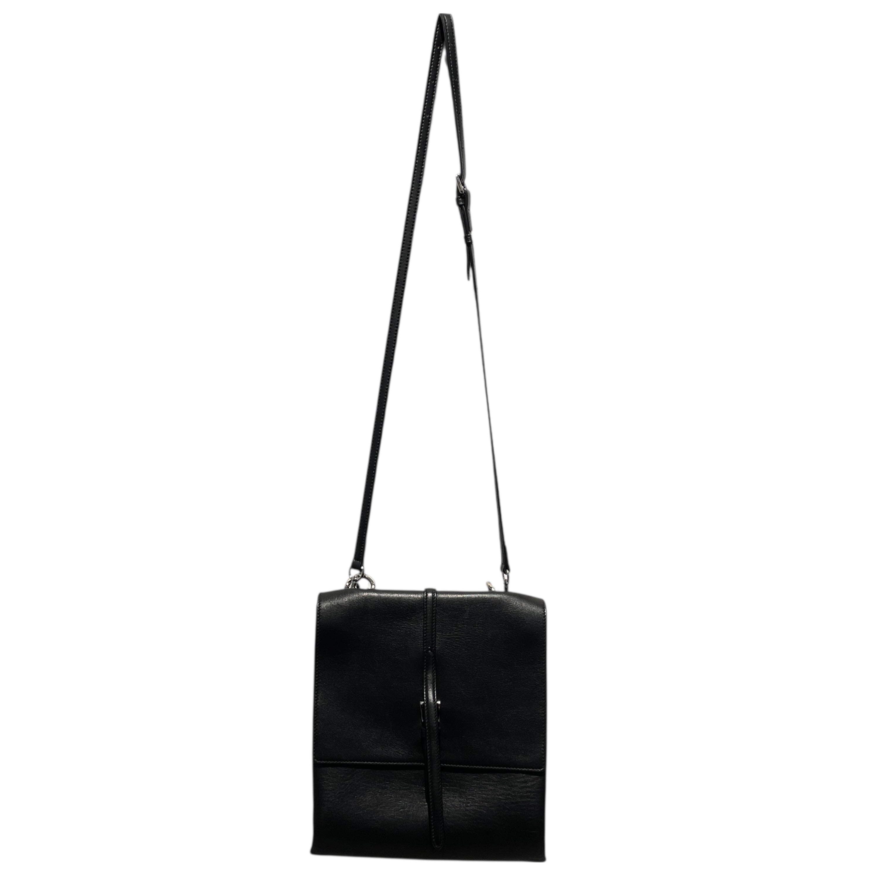 PRADA/Bag/Leather/BLK/double flap turn shoulder bag view 1
