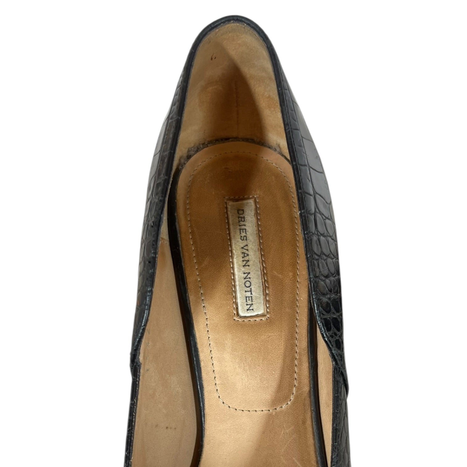 DRIES VAN NOTEN/Heels/EU 38/Animal Pattern/Leather/BLK/BROWN TIP view 3