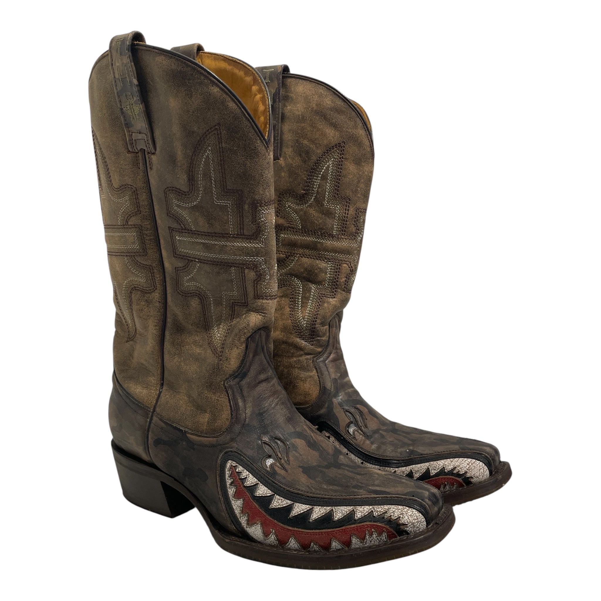 Tin Haul/Cowboy Boots/US 9/Animal Pattern/Leather/BRW/sharky boots view 1