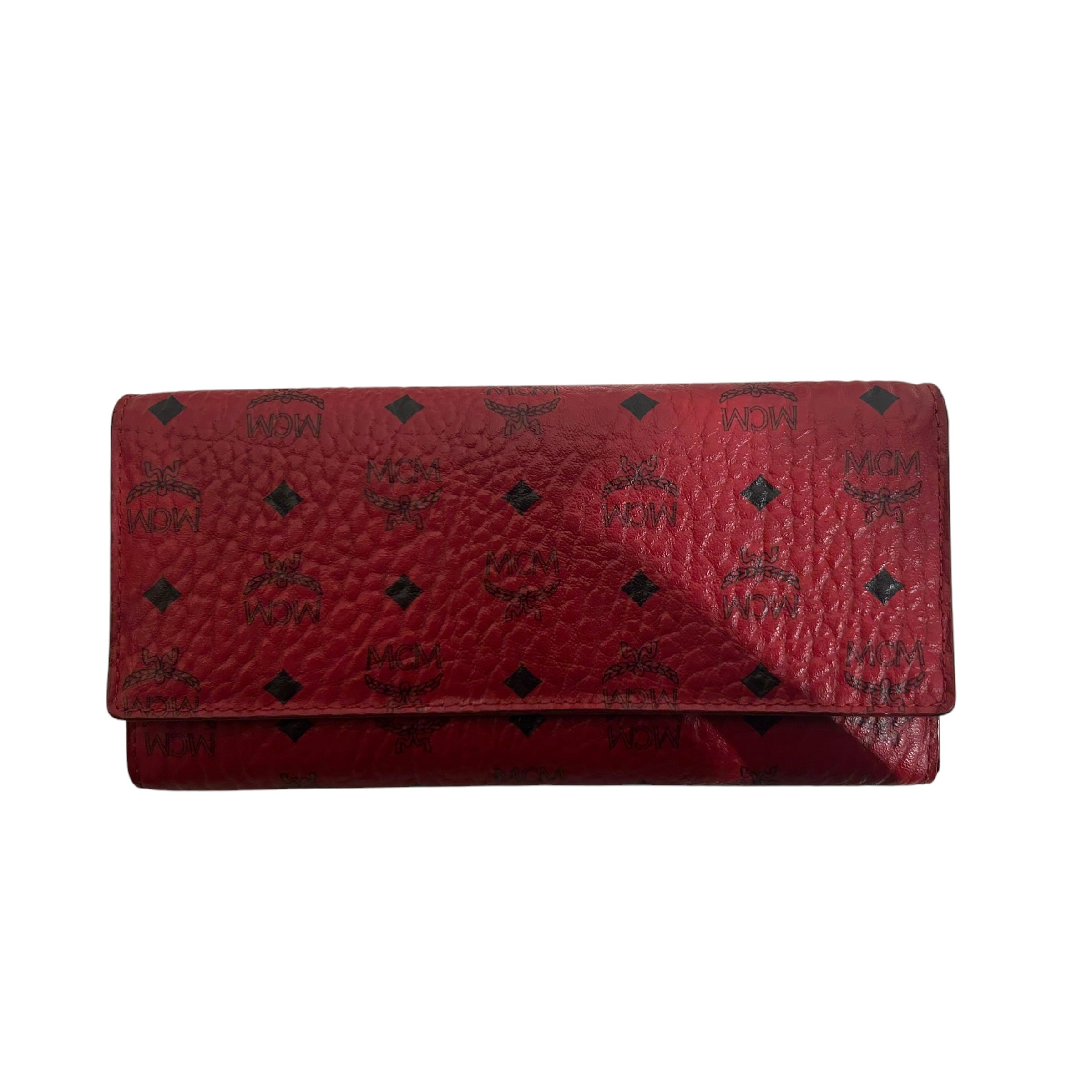 MCM/Long Wallet/Monogram/Leather/RED/L's/ view 1