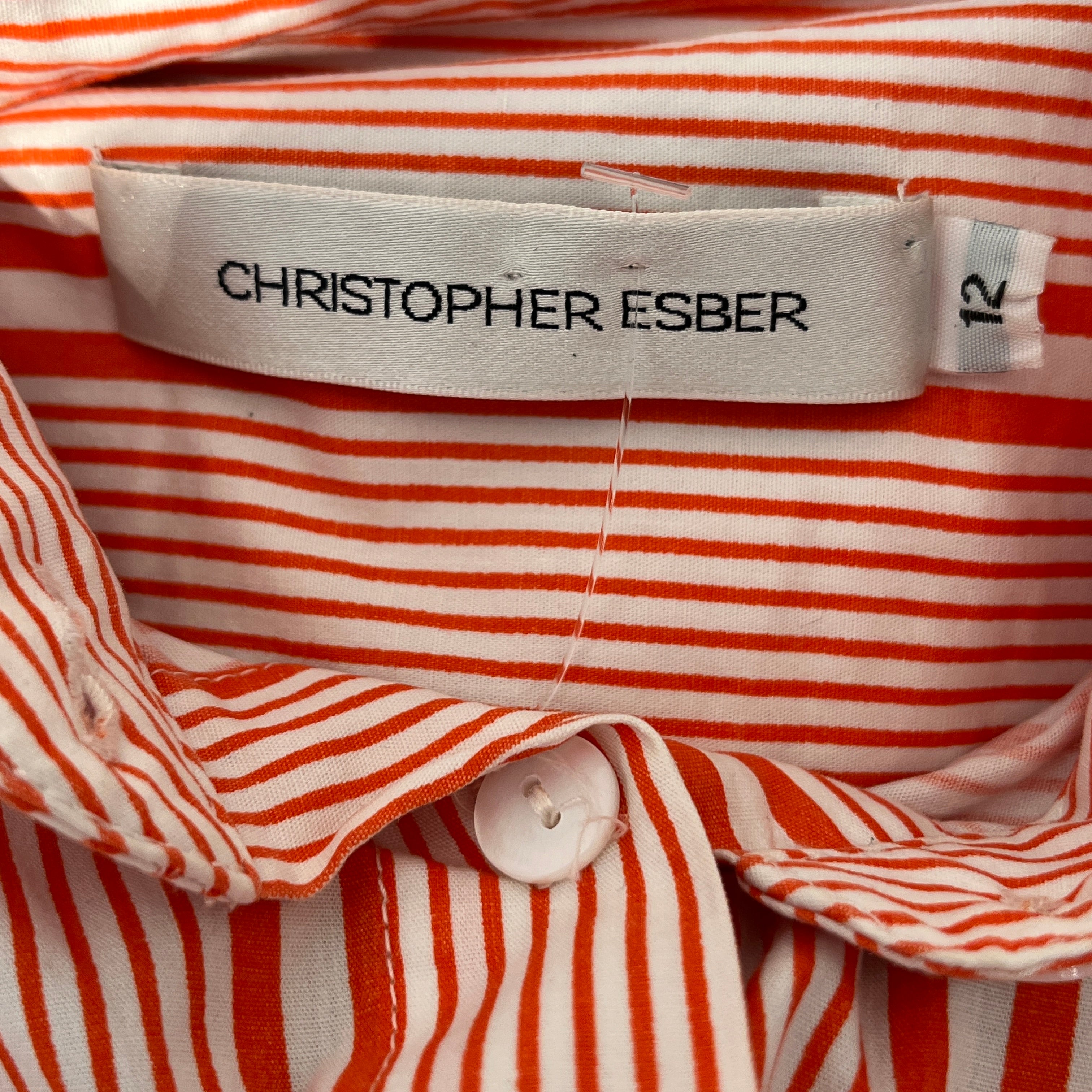 Christopher Esber/LS Blouse/12/Stripe/Cotton/ORN/crop polo, string ties view 4
