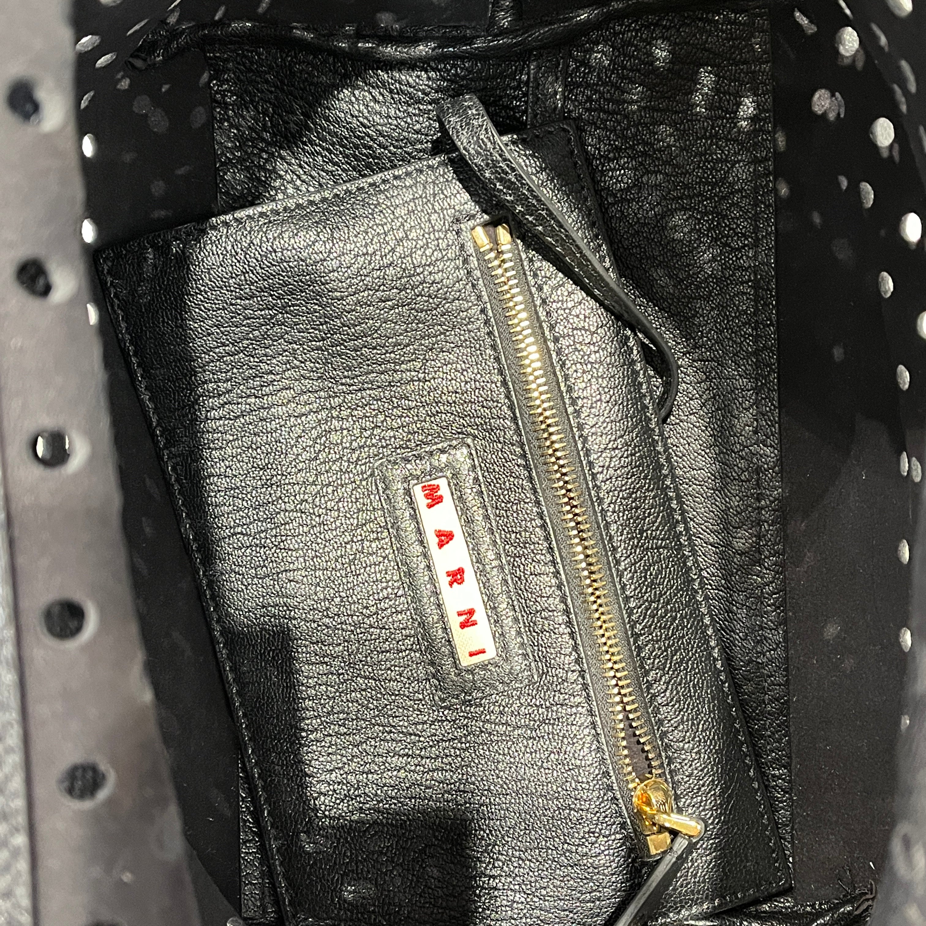 MARNI/Hand Bag/Leather/BLK/PERFORATED/GOLD/ACRYLIC HANDLE view 4