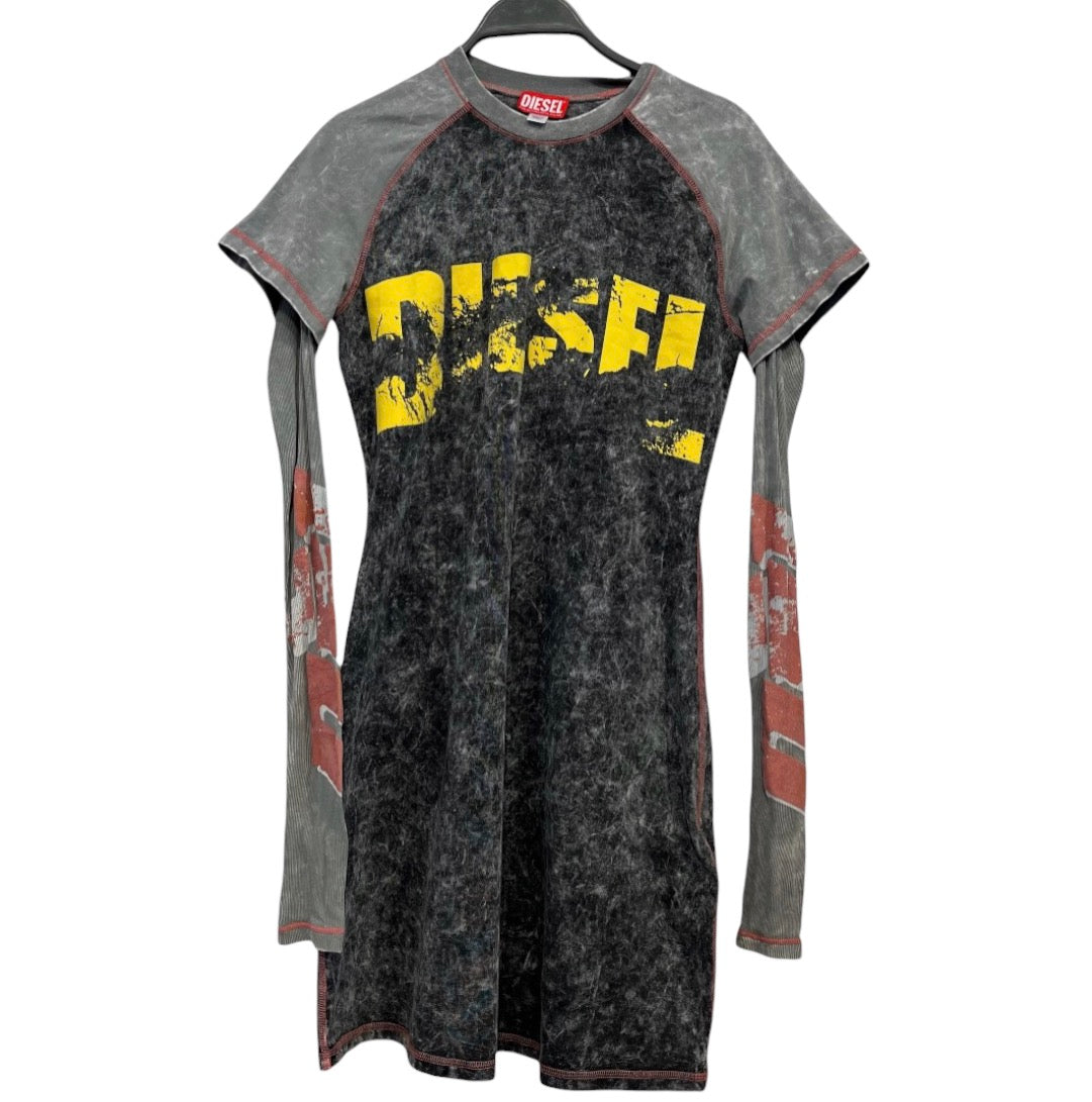 DIESEL/LS Dress/M/Cotton/GRY/2 LAYER LS TSHIRT DRESS view 1