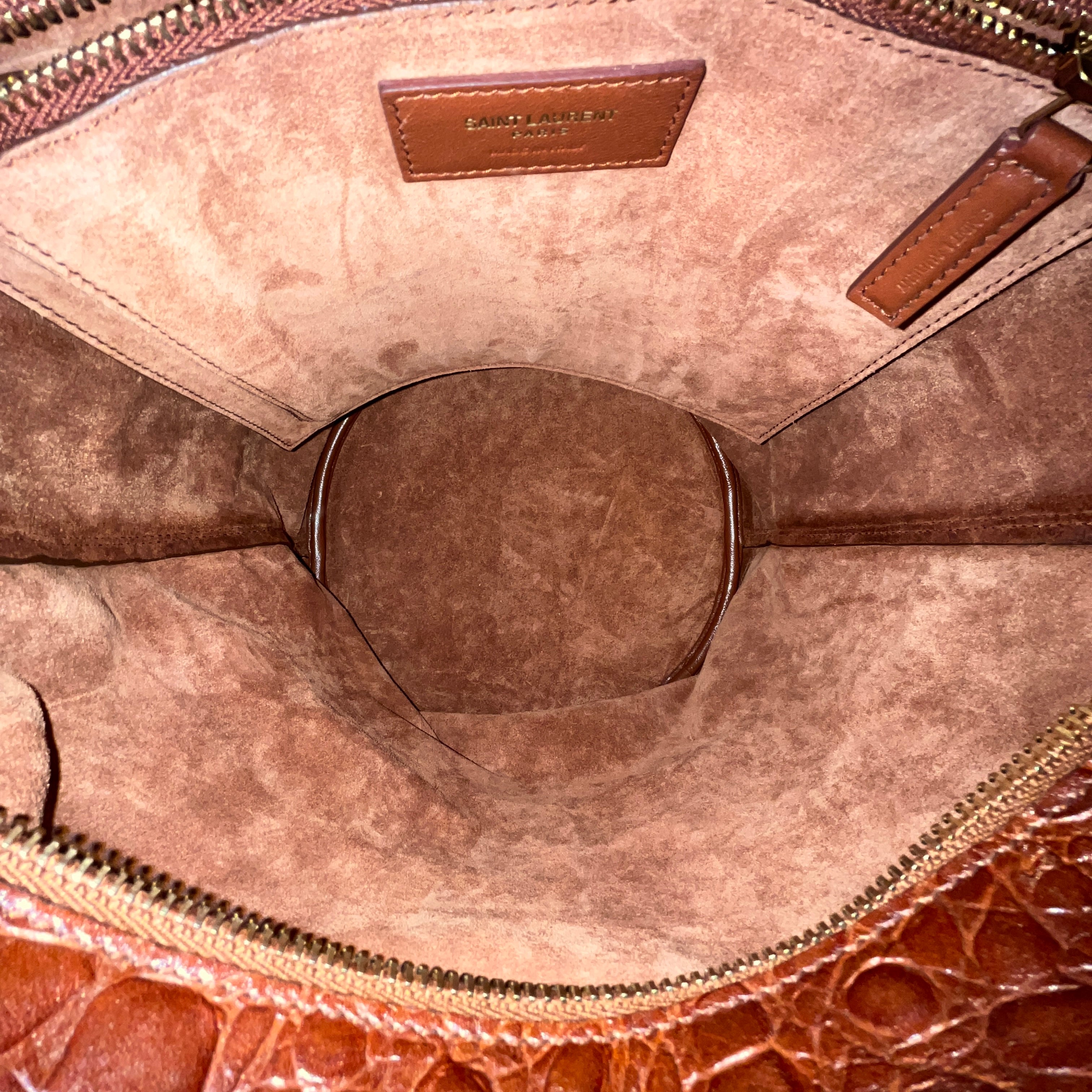 SAINT LAURENT/Basket Bag/Leather/BRD/Croc Embossed Bucket Bag view 6