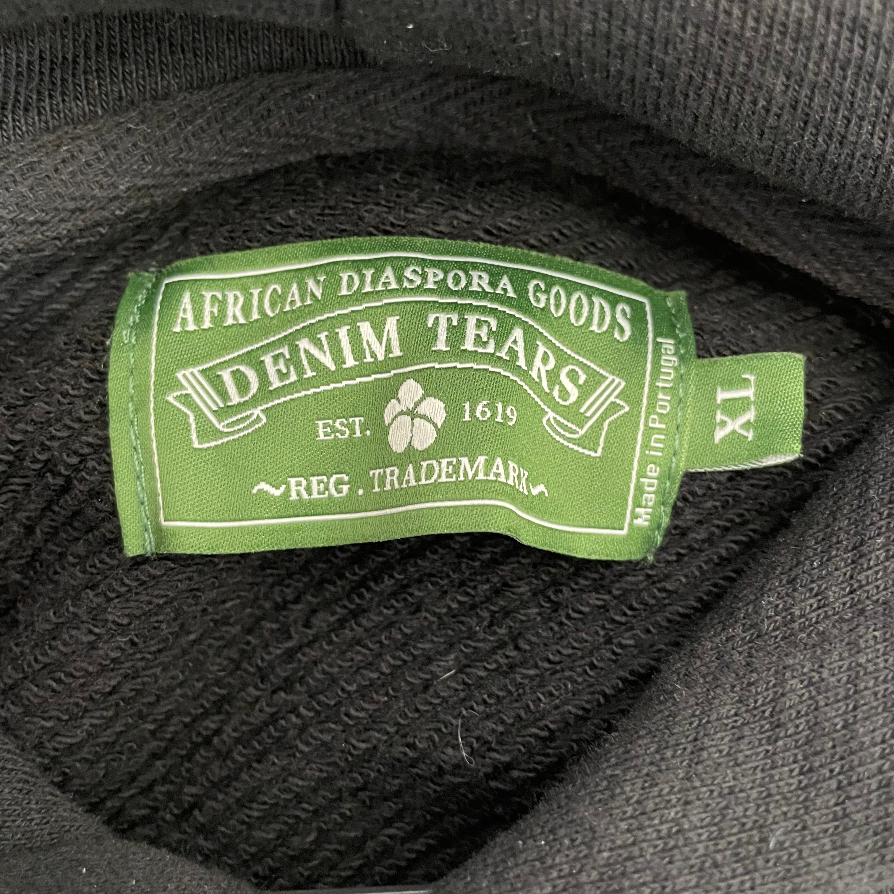 DENIM TEARS/Hoodie/XL/All Over Print/Cotton/BLK/White Logos view 5