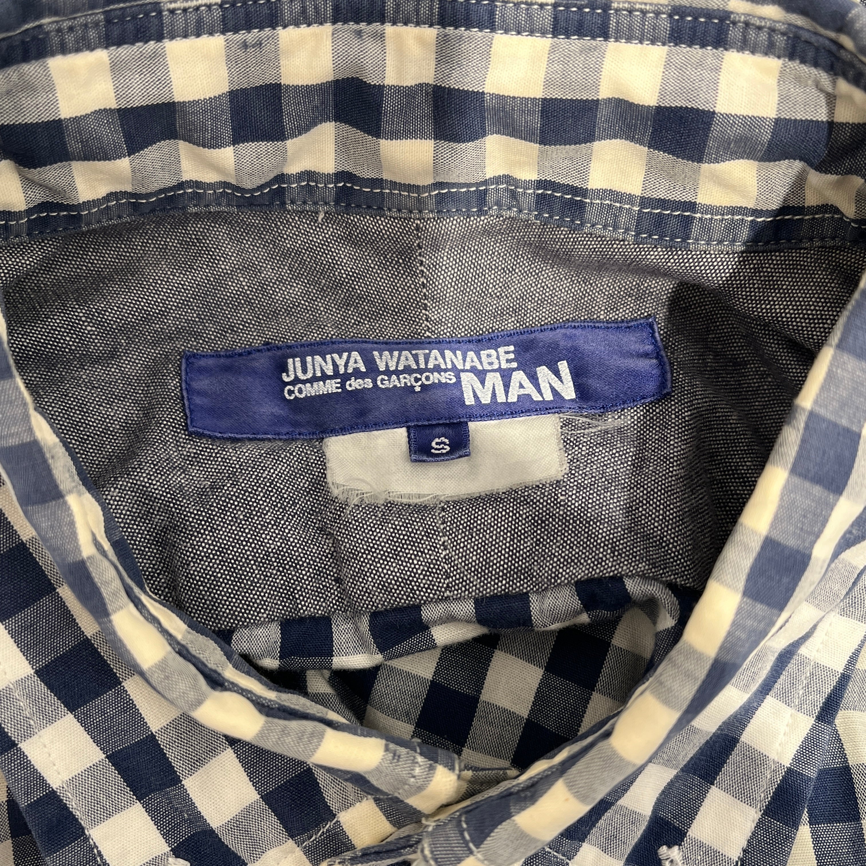 JUNYA WATANABE COMME des GARCONS/LS Shirt/S/Cotton/BLU/Gingham Check/DENIM SHOULDER PATCH view 3