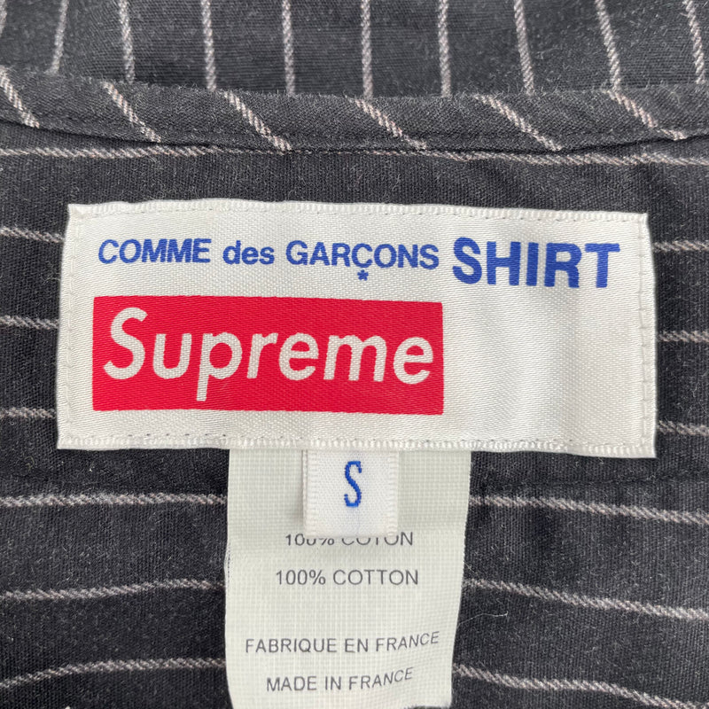 COMME des GARCONS/Supreme/SS Shirt/S/Cotton/BLK/Stripe/STRIPE Y SHAPED COLLAR