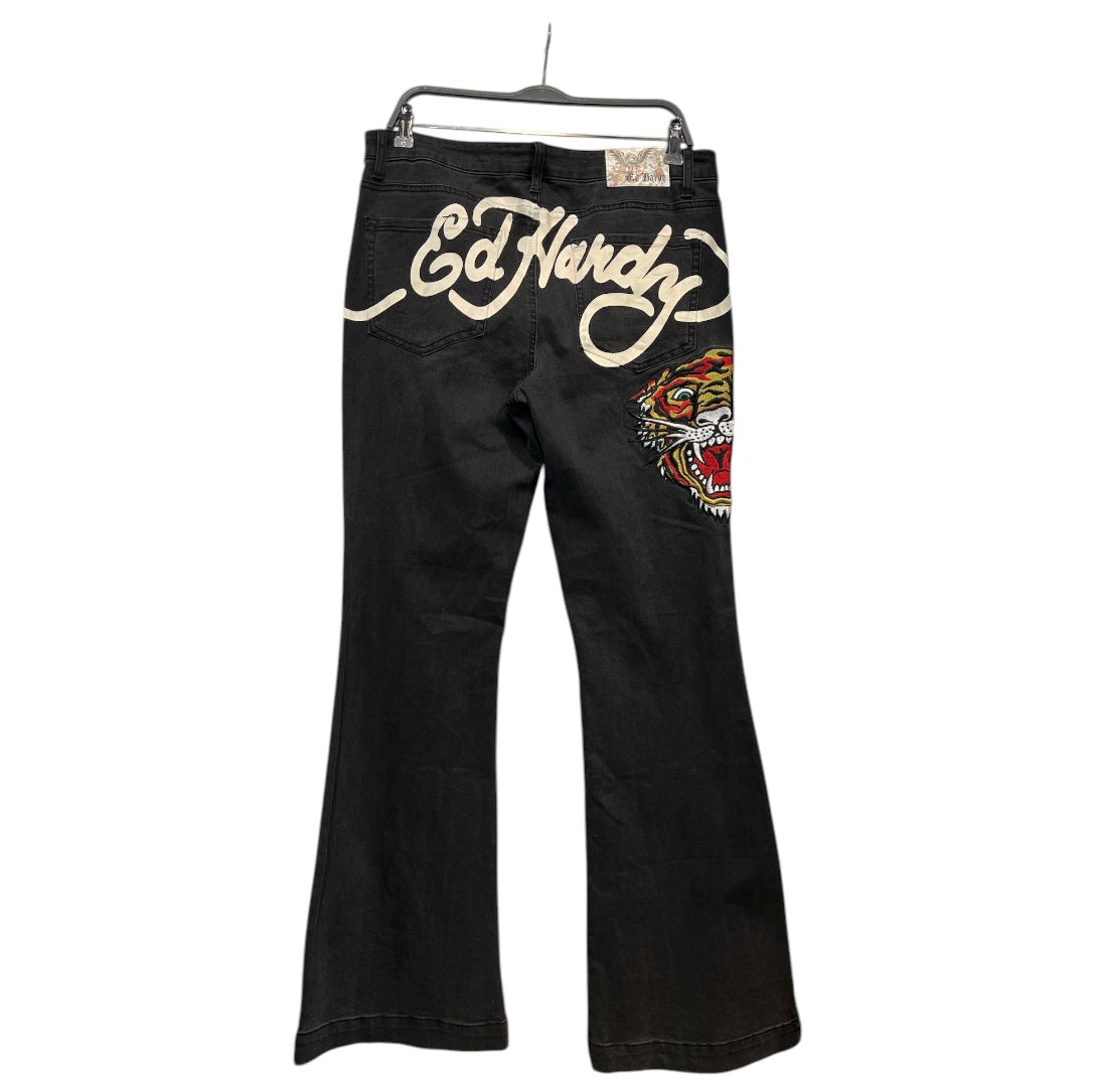 Ed Hardy/Bottoms/32/Cotton/BLK/ED HARDY BLK FLARE W32 TIGER view 2