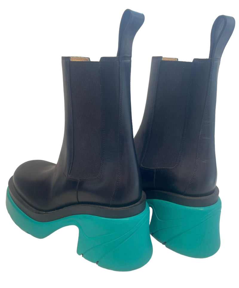 BOTTEGA VENETA/Boots/EU 39/Leather/BLK/GREEN MIDSOLES