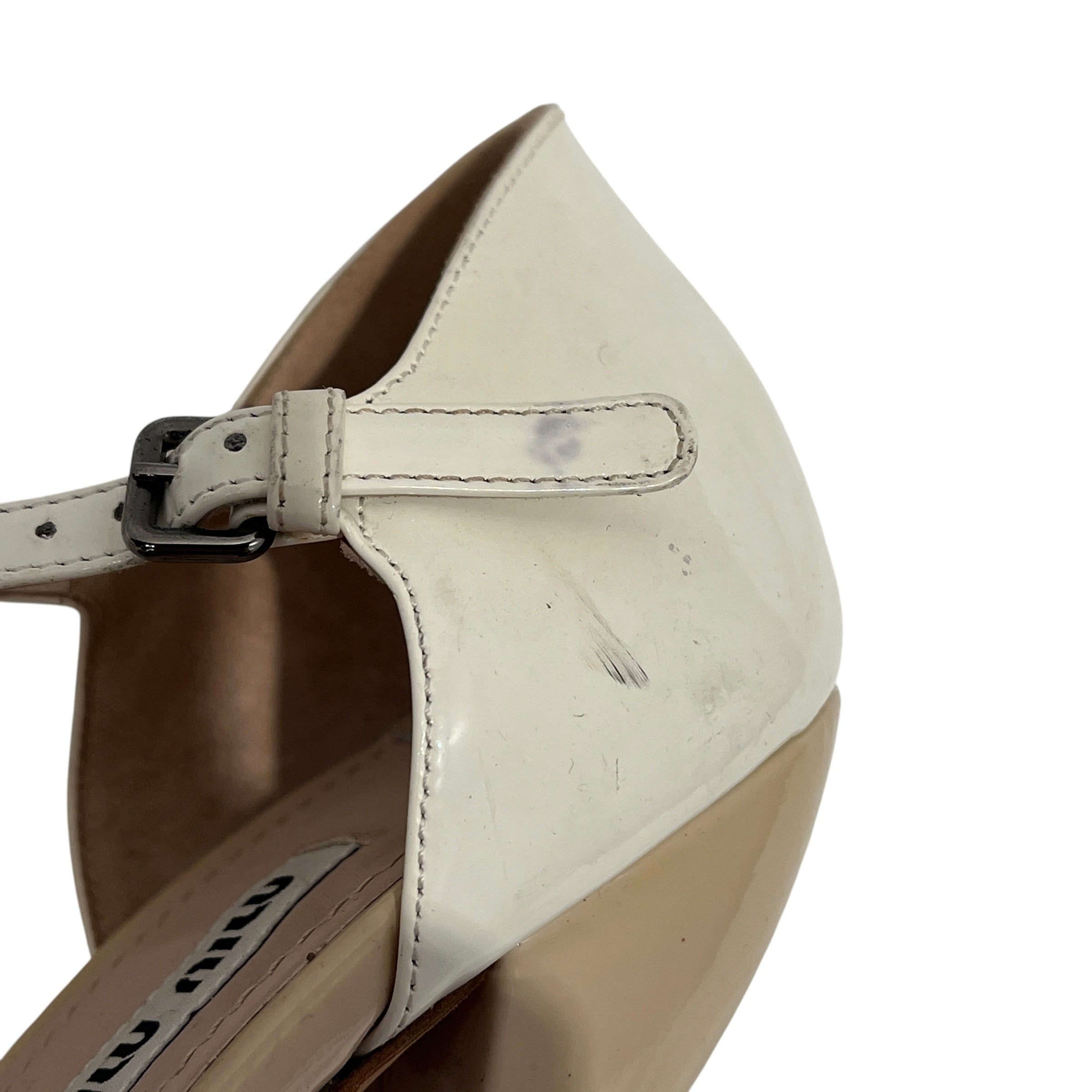 MIU MIU/Heels/EU 38/Leather/BEG/Chunky Heel/PLATFORM PATENT LEATHER view 6