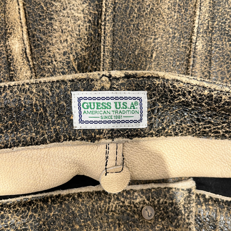 GUESS/Shorts/32/Leather/MLT/Camouflage/GUESS LEATHER ANIMAL PRT SHRTS