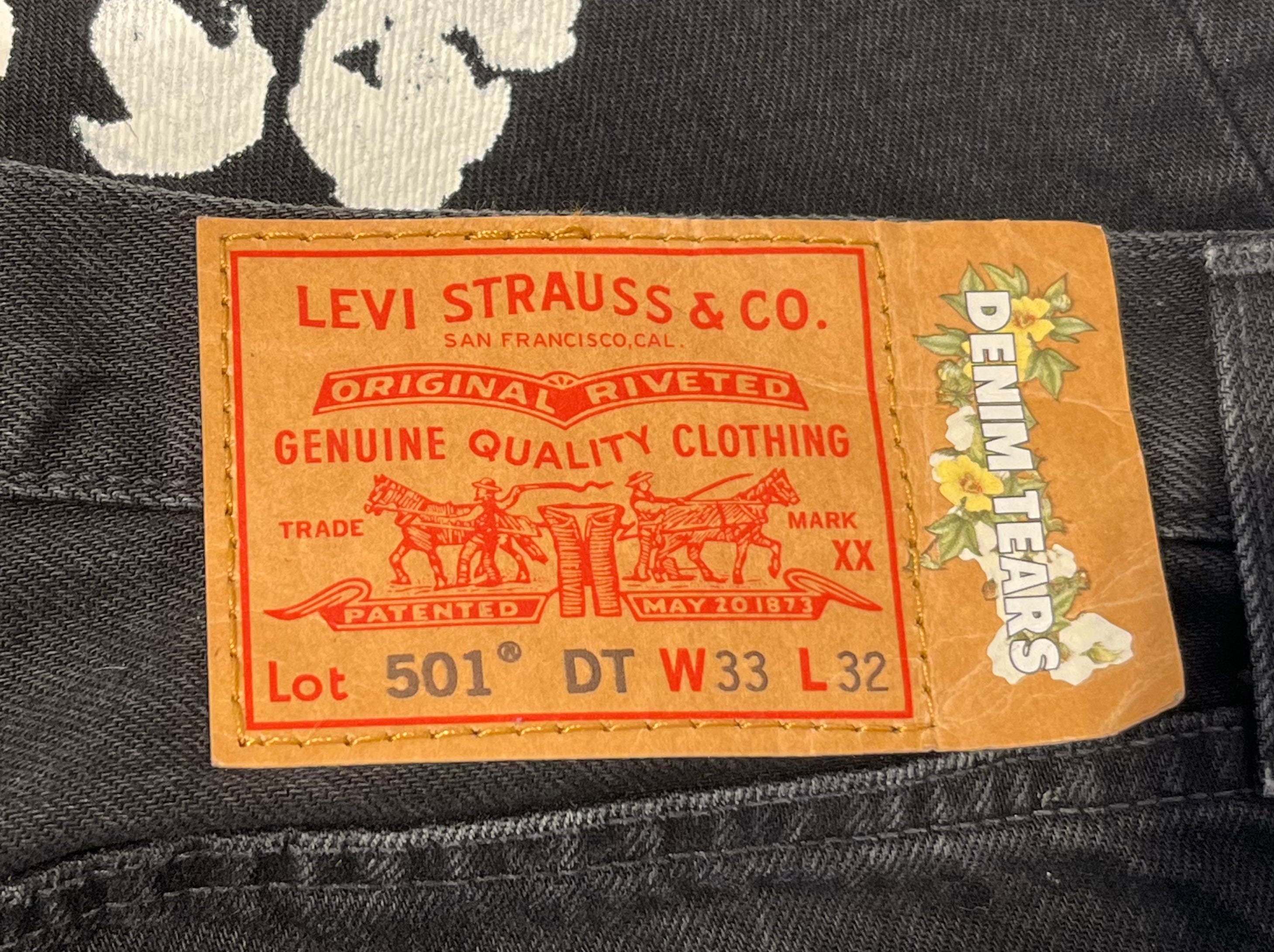 DENIM TEARS/Levi's/Skinny Pants/33/Cotton/BLK/All Over Print/WPL423 COTTON WREATH DENIM view 3