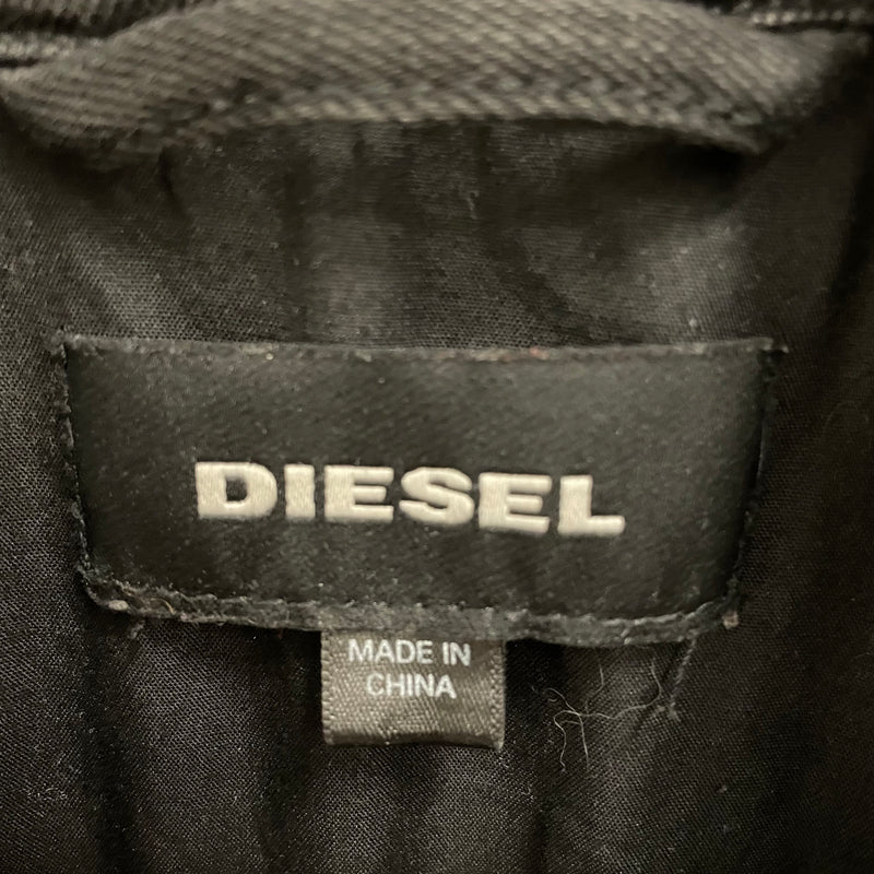DIESEL/Denim Jkt/S/Cotton/BLK/CUT OFF DOUBLE LAYER SLEEVE