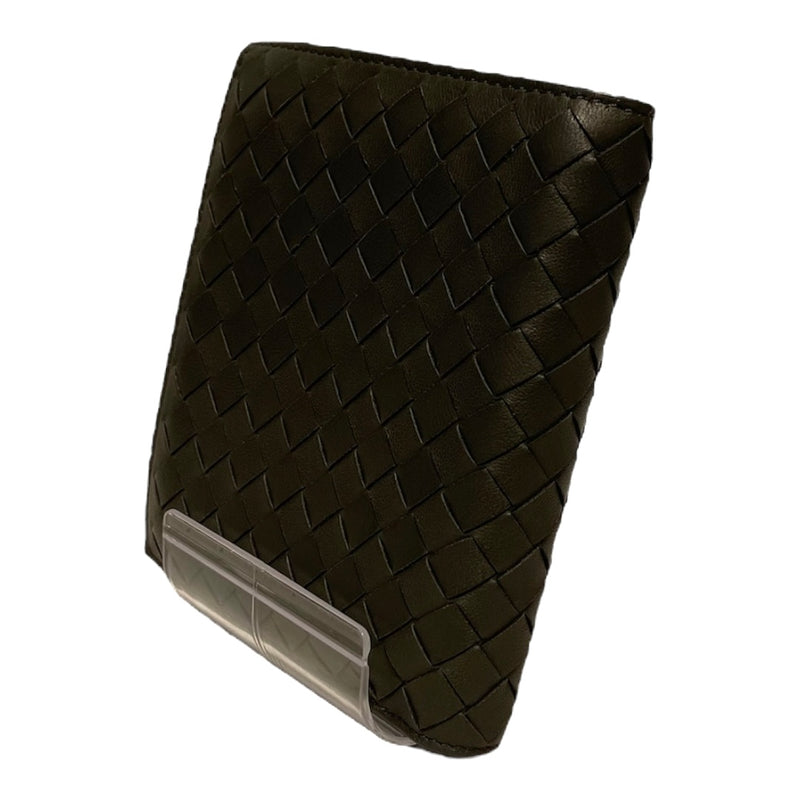 BOTTEGA VENETA/Bifold Wallet/Monogram/Leather/GRY/woven diamond leather pattern