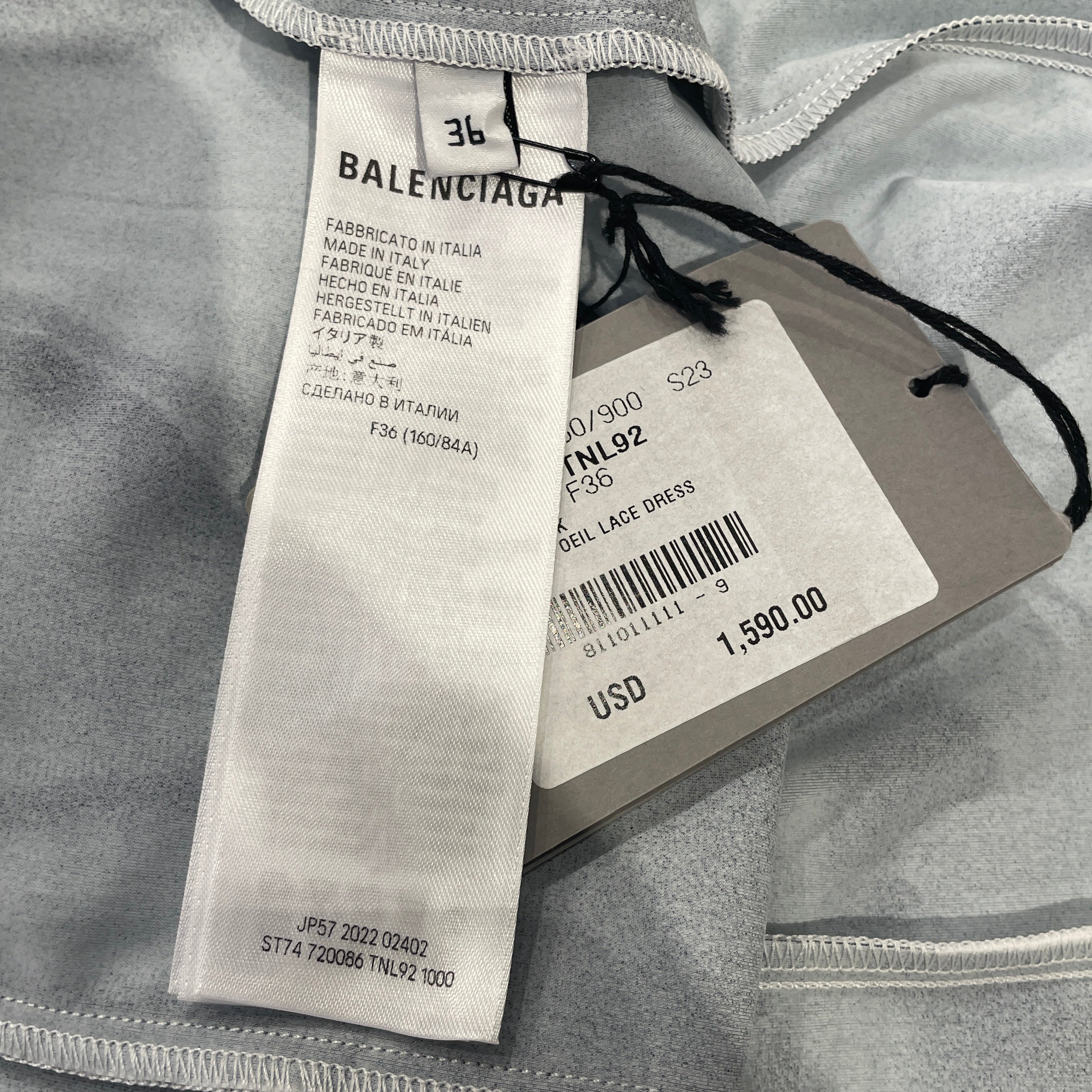 BALENCIAGA/Turtleneck Trompe L’oeil Lace Dress Print Long Sleeve Top/36 view 4