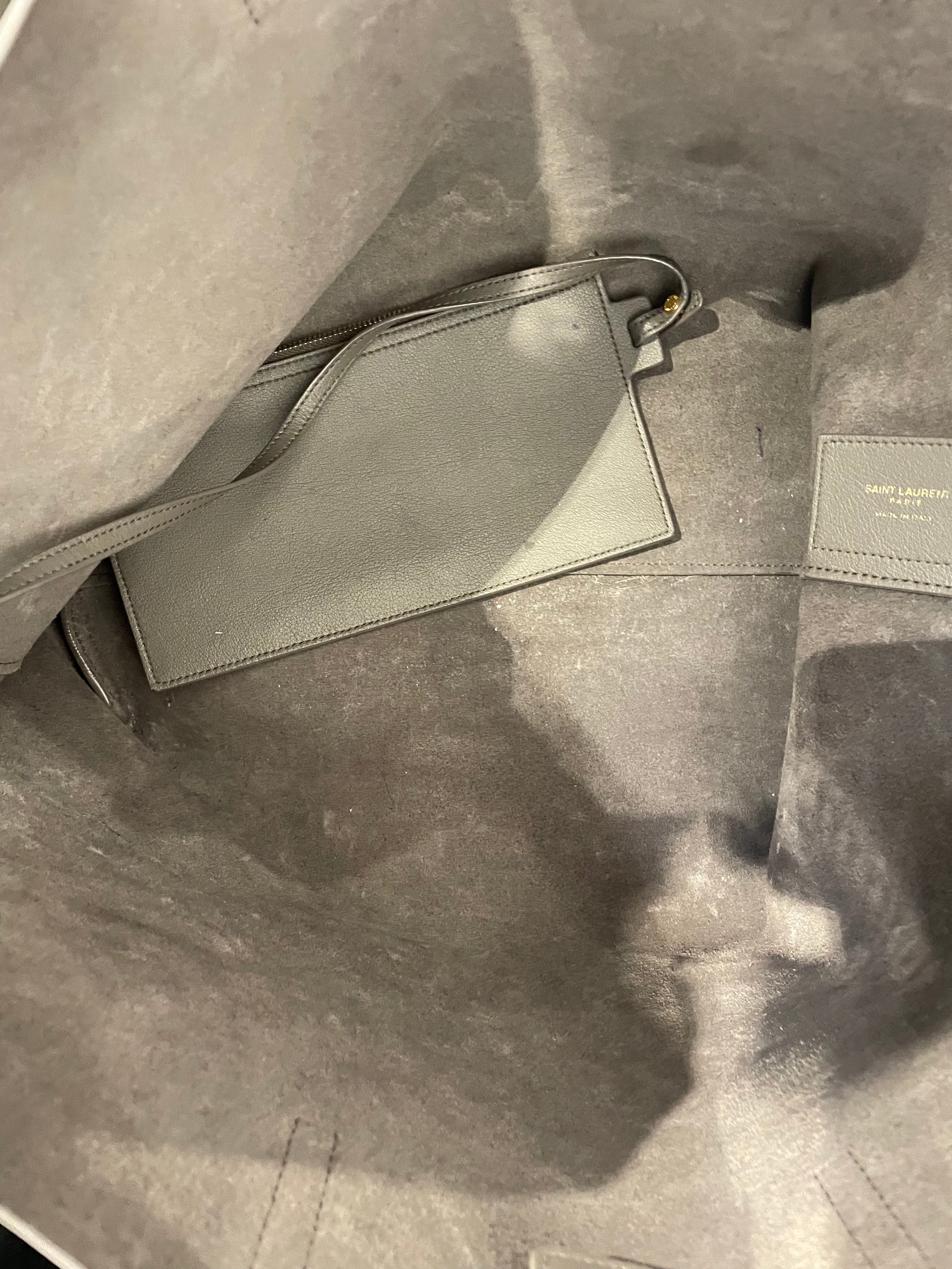 SAINT LAURENT/Tote Bag/Leather/GRY/leather large tote view 5