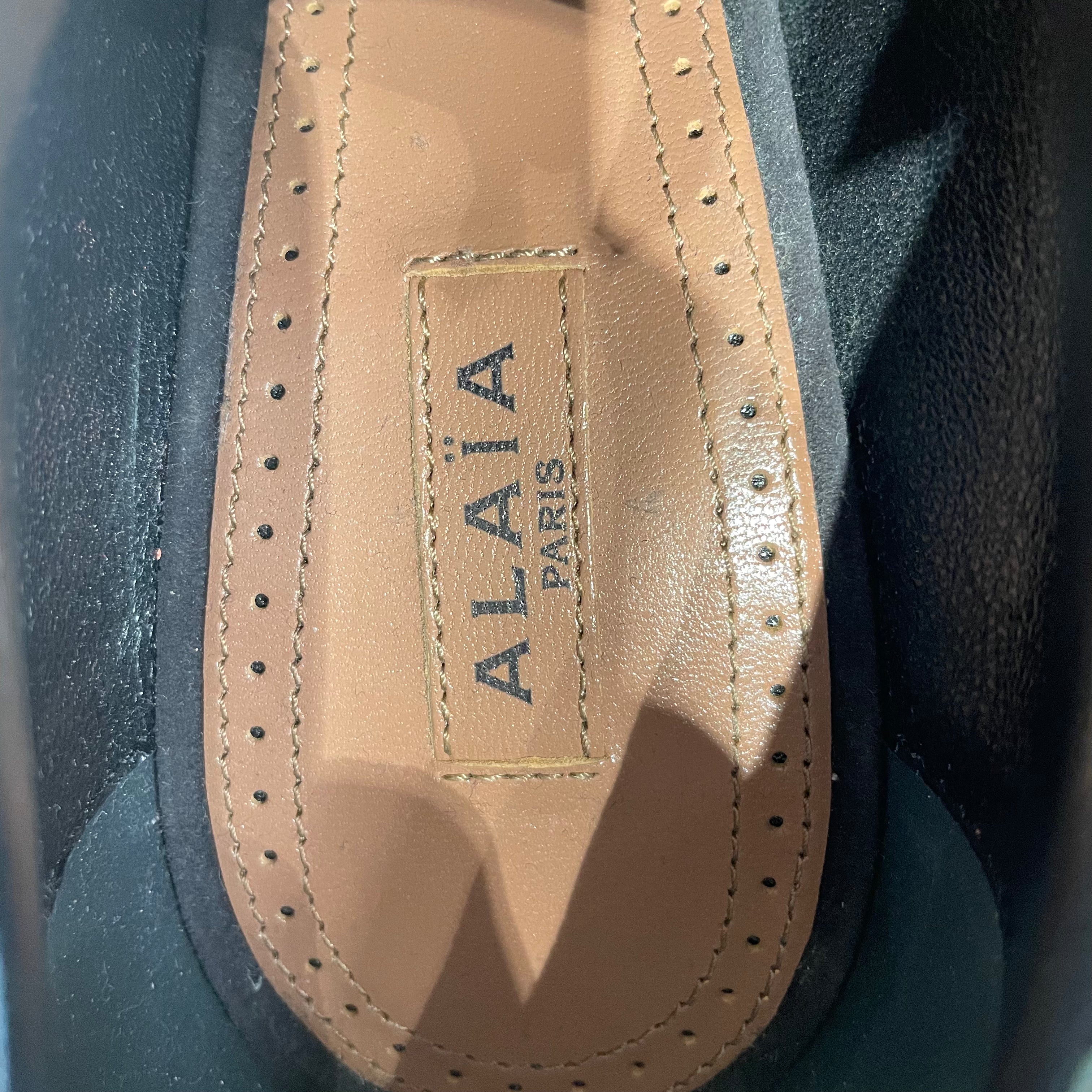 ALAIA/Ankle Boots/EU 39.5/All Over Print/Suede/BLK/Zipper Ankle view 3