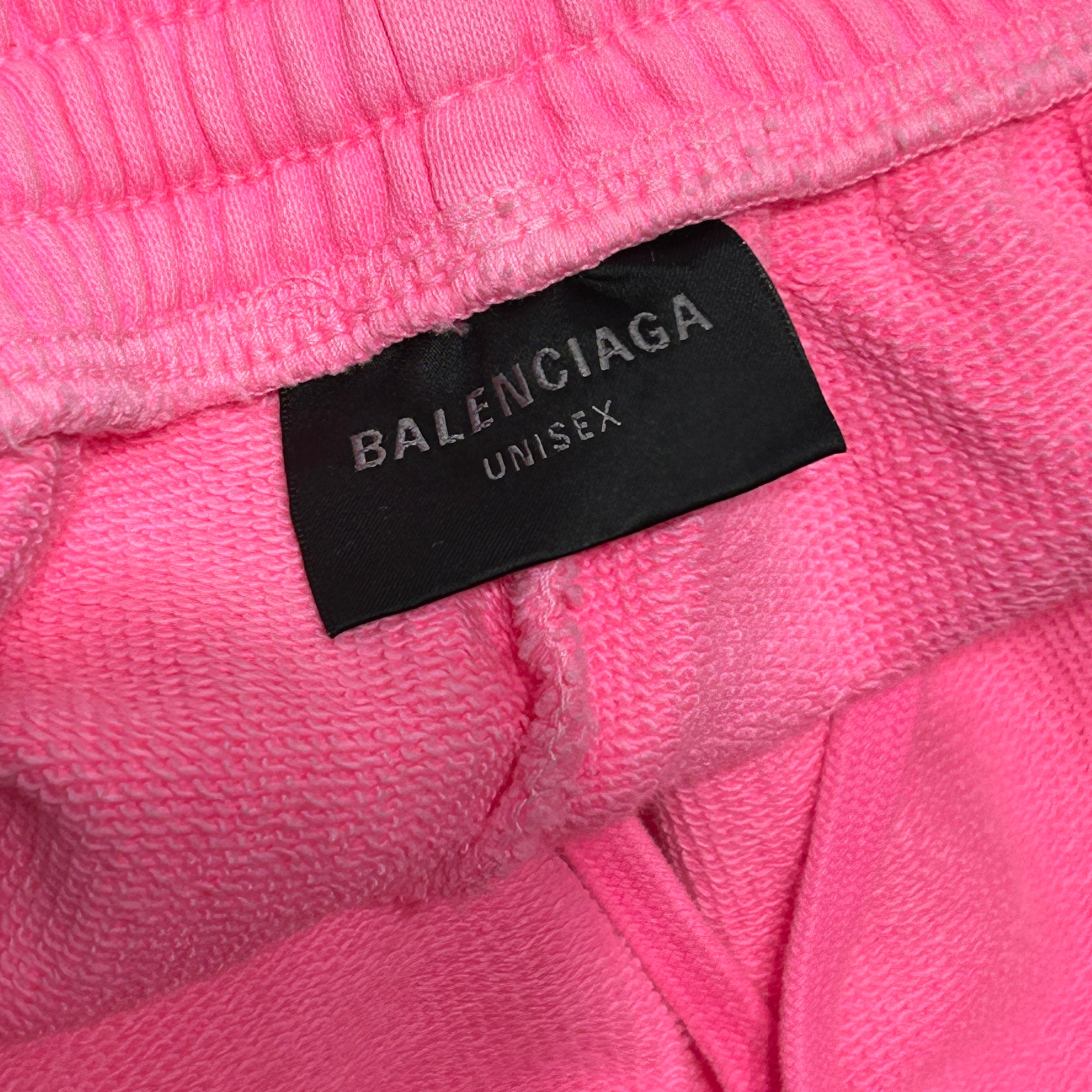 BALENCIAGA/Shorts/M/Cotton/PNK/NEON PNK SWEAT SHORTS BLK LOGO view 3