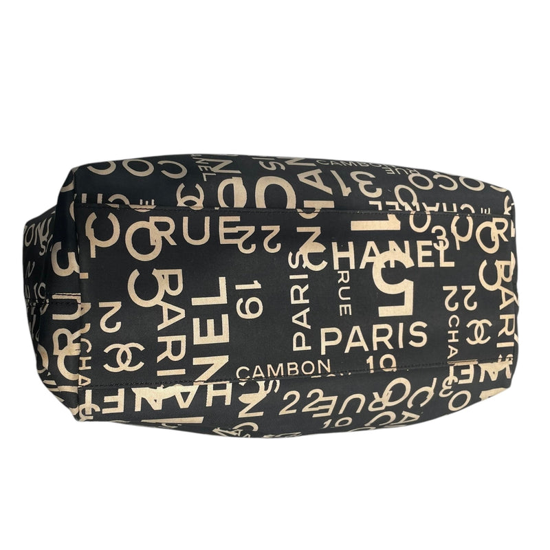 CHANEL/Tote Bag/Black/Cotton/All Over Print/