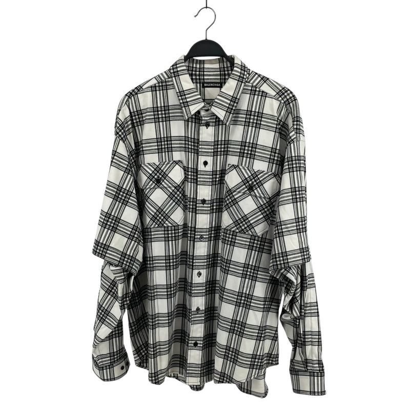 BALENCIAGA/Flannel Shirt/41/Cotton/WHT/Plaid/OPEN SLEEVE