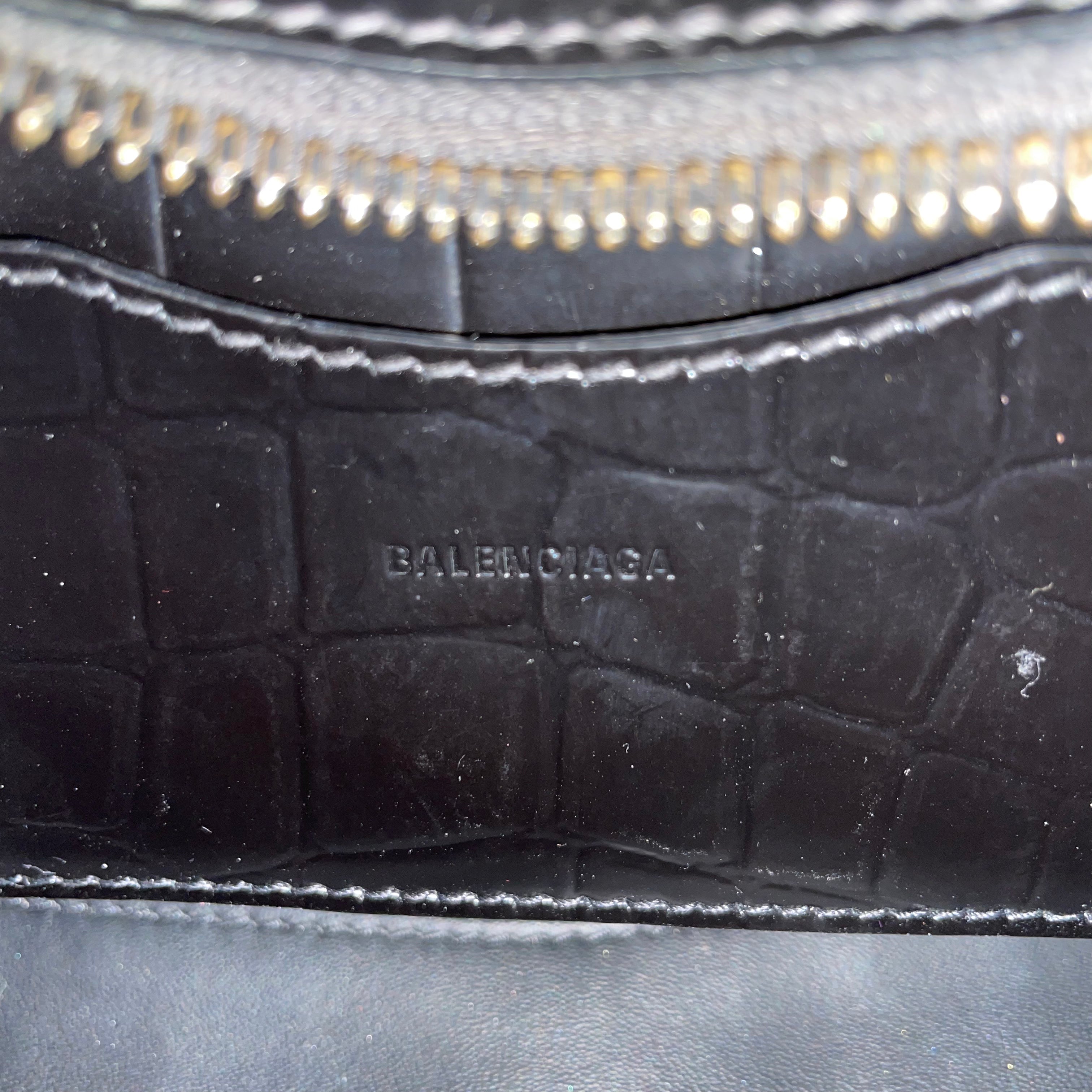 BALENCIAGA/Cross Body Bag/Animal Pattern/Leather/BLK/CROC NANO CITY view 4