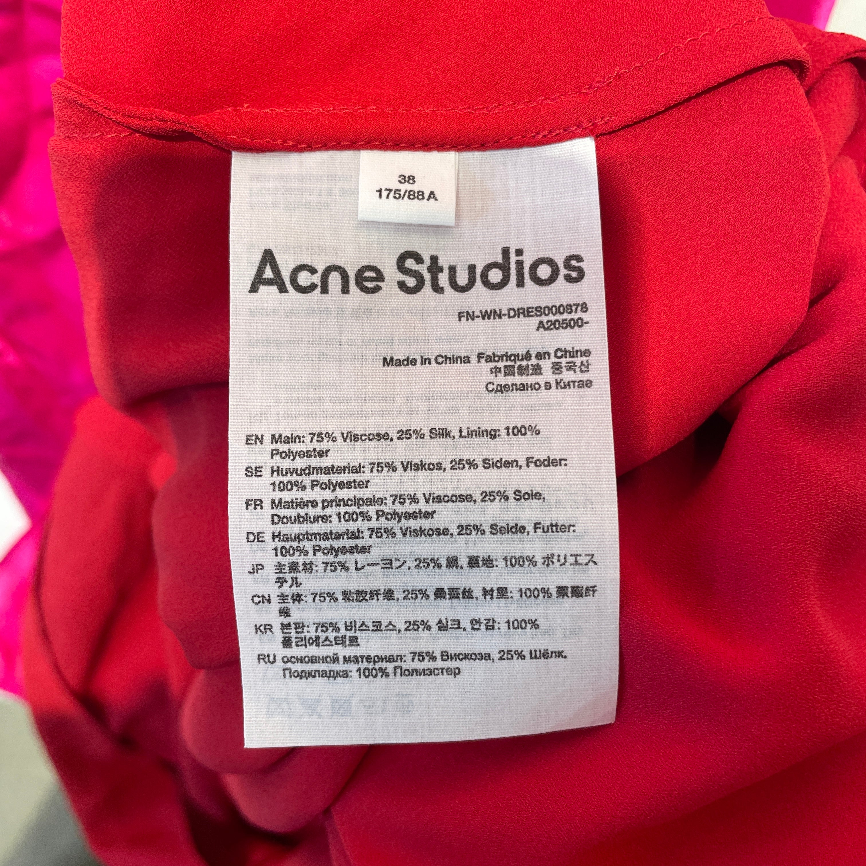 Acne Studios/Camisole Dress/38/Silk/PNK/HOT PINK/RED LINING view 4
