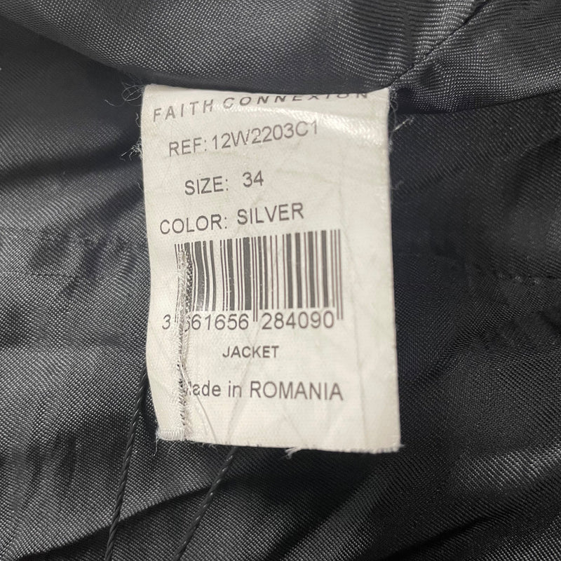Faith Connexion/Riders Jkt (W)/34/SLV/METALLIC RIBBED ELBOWS