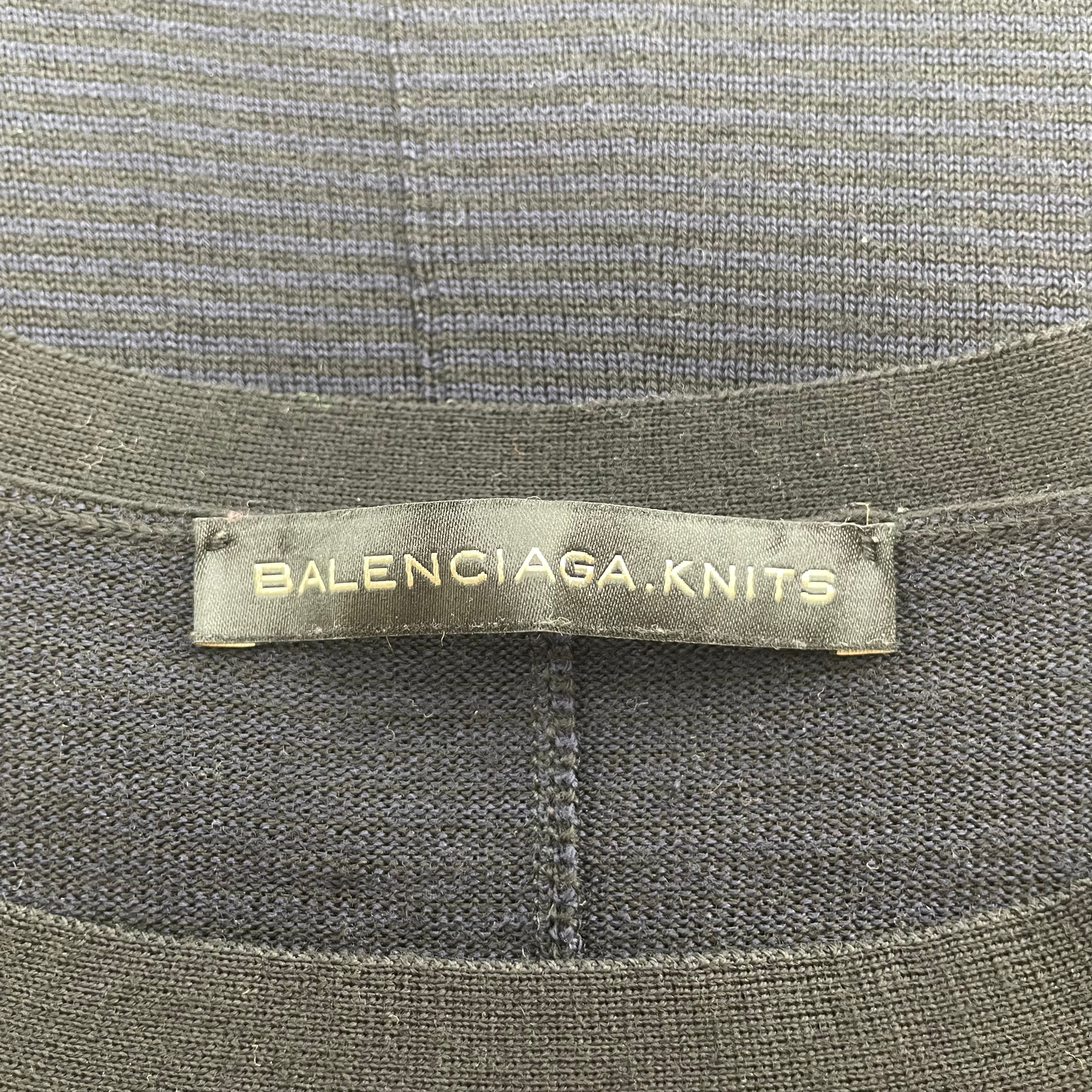 BALENCIAGA/LS T-Shirt/S/Stripe/Wool/NVY/FLARE SLEEVES HEM view 3