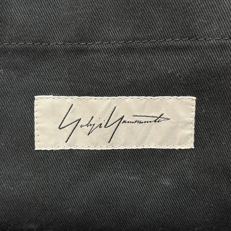 YOHJI YAMAMOTO/Tote Bag/Cotton/BLK/FRINGE SIGNATURE LOGO