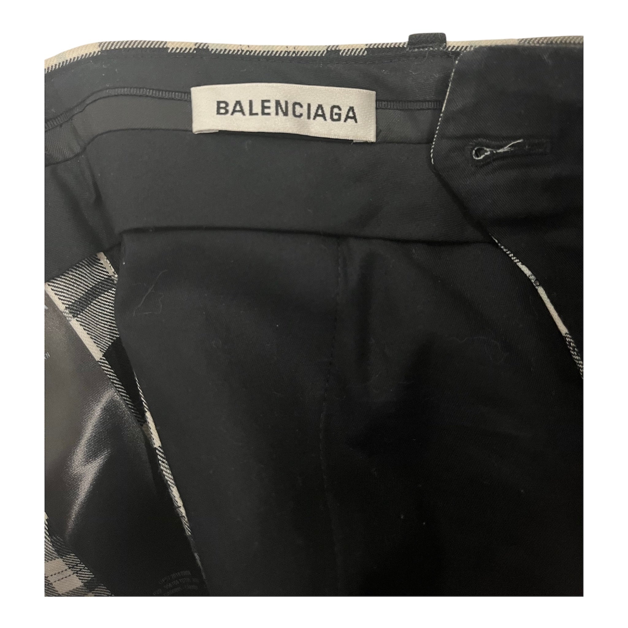 BALENCIAGA/Slacks/40/Cotton/WHT/Tartan/TARTAN BLACK PLAID view 3