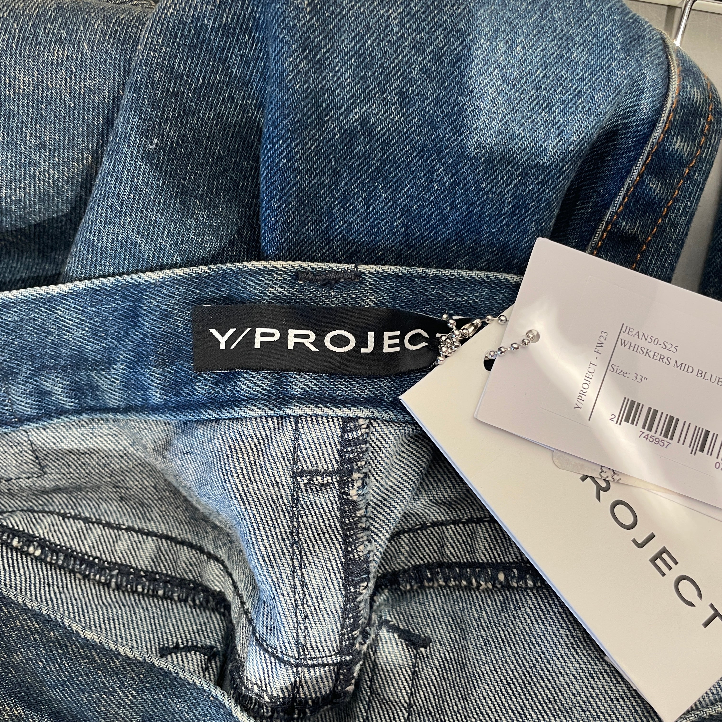 Y/PROJECT/Pants/33/Denim/NVY/souffle jeans/side zip/nwt view 3