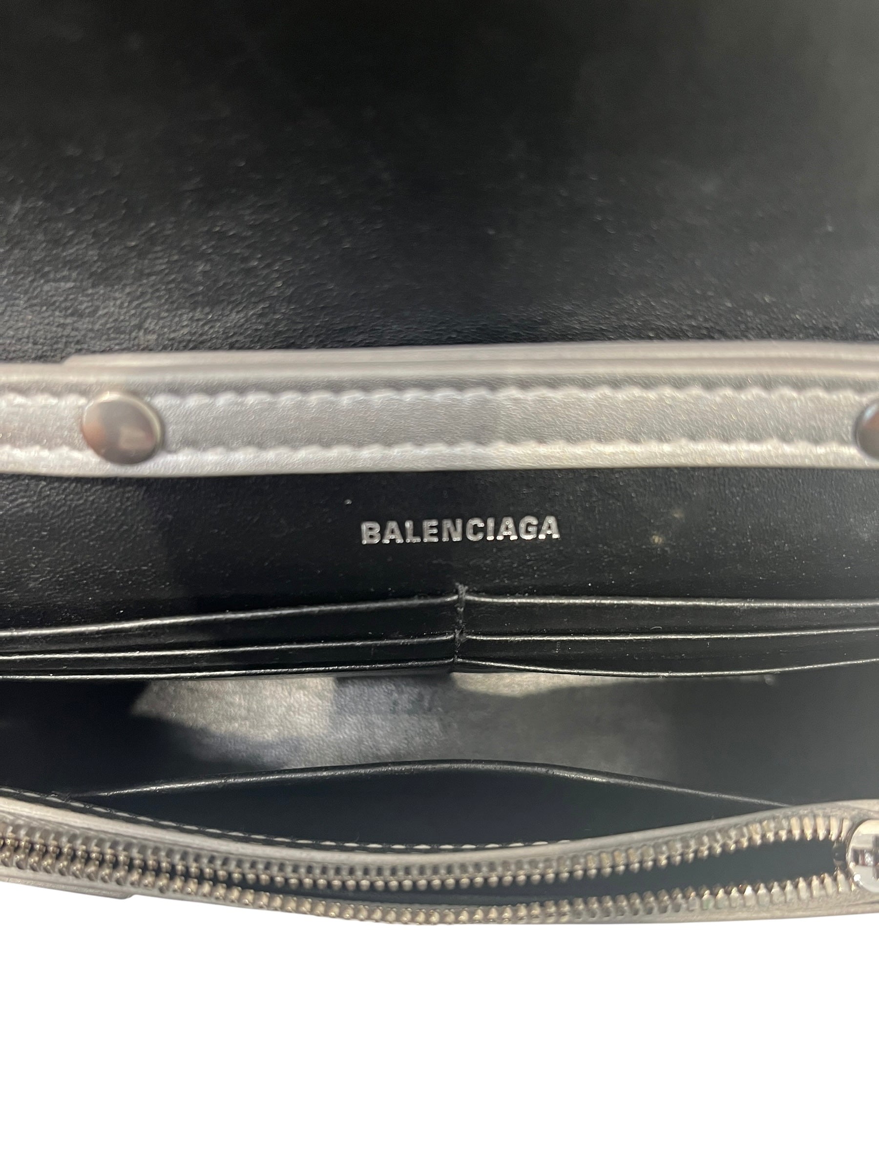 BALENCIAGA/Cross Body Bag/Leather/SLV/SILVER HOURGLASS view 4