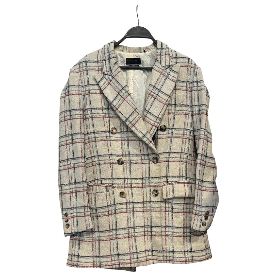 ISABEL MARANT/Coat/36/Plaid/Cotton/CRM/DOUBLE BREASTED BLAZER view 1