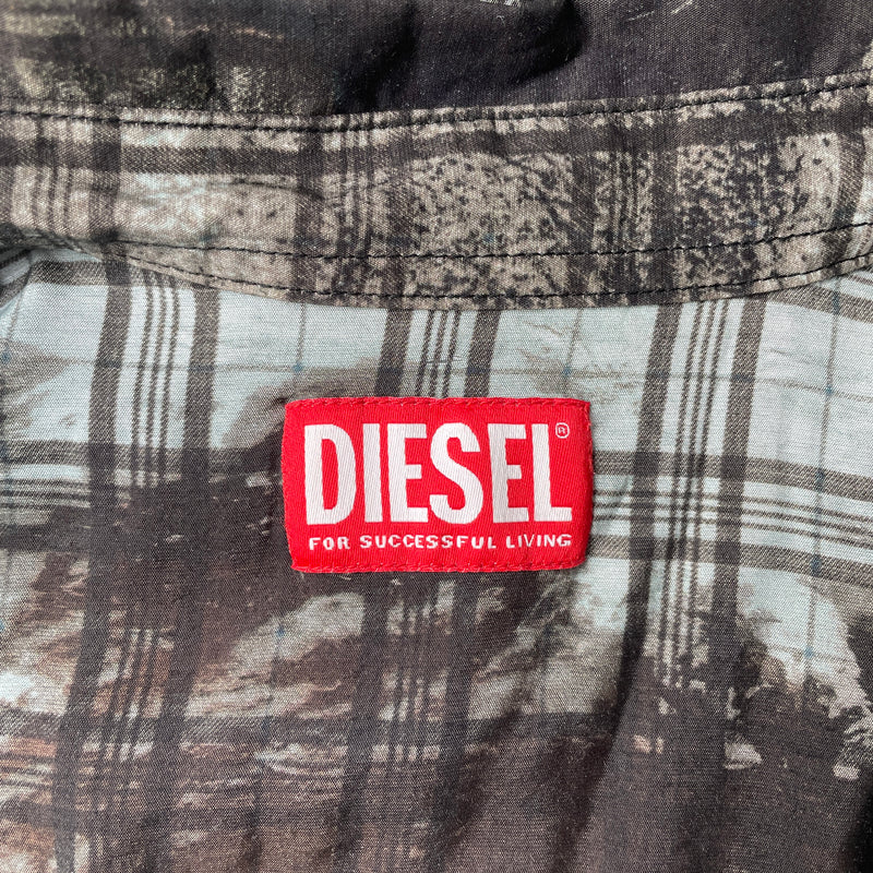DIESEL/SS Shirt/50/Cotton/GRY/Plaid/TROMPE DIRTY PLAID SHIRT