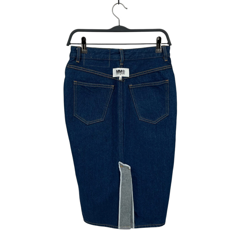 MM6/Skirt/38/Cotton/NVY/Midi Length/WHITE STITCHING MIDDLE