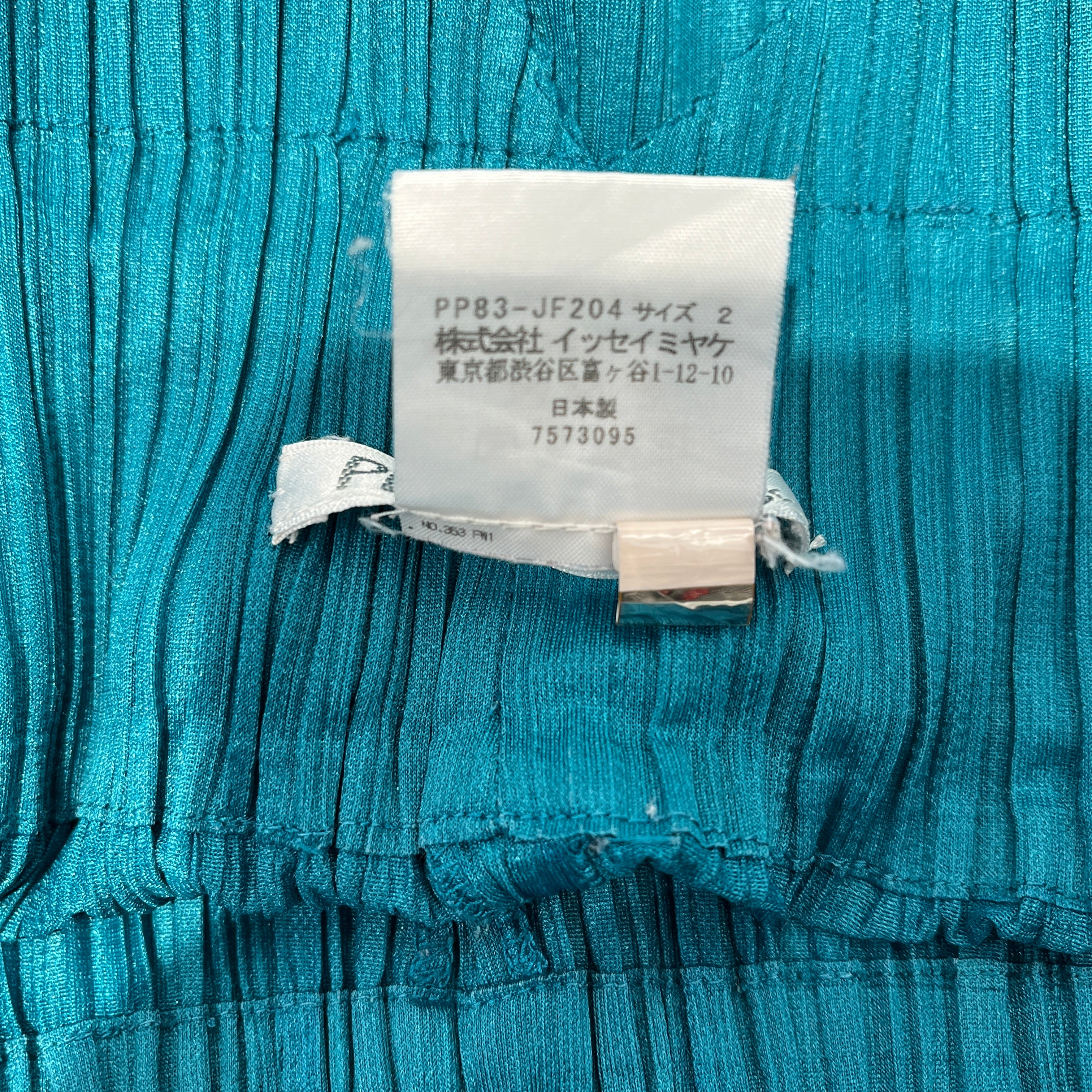 PLEATS PLEASE ISSEY MIYAKE/Bottoms/FREE/Polyester/BLU/tapered high waist turquoise view 1