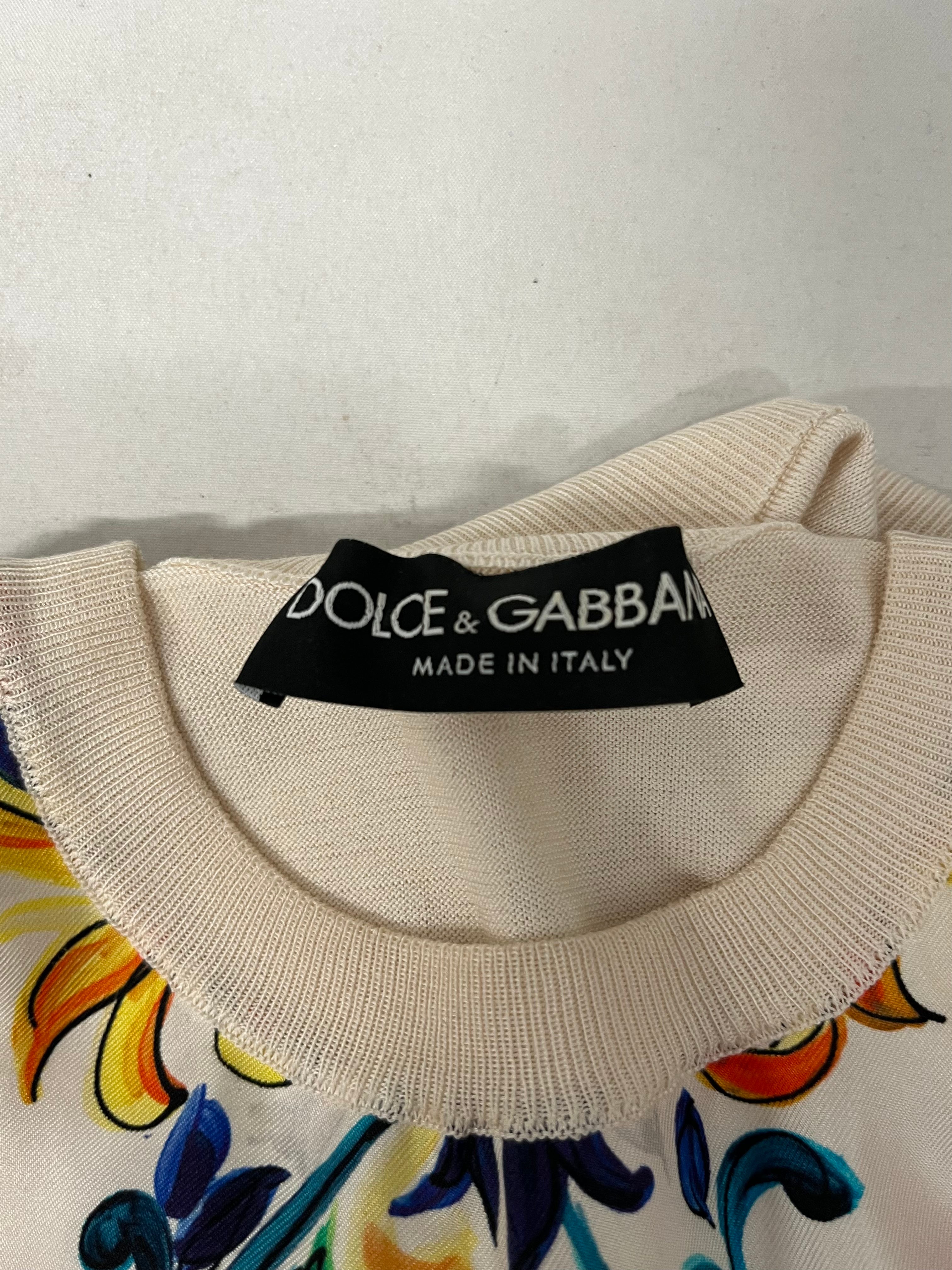 DOLCE&GABBANA/Knitted Vest/38/Silk/CRM/HAND PAINTED ITALIAN TILE view 3