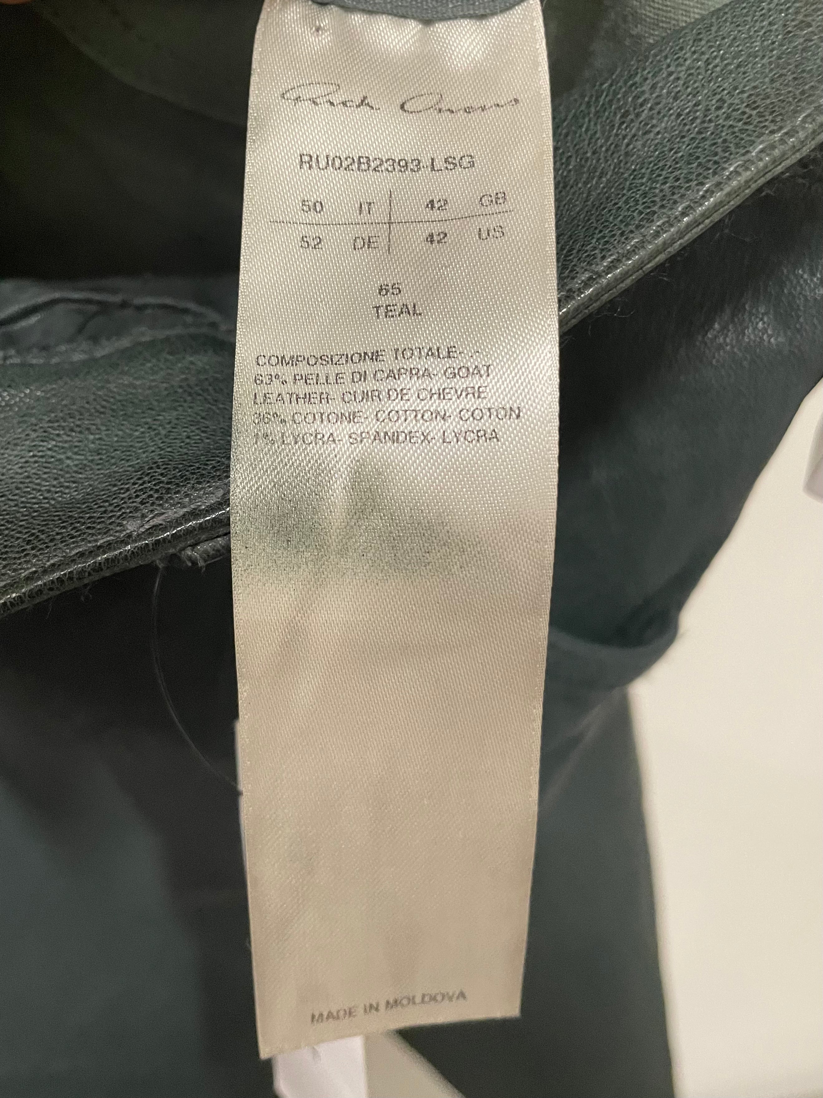 Rick Owens/Straight Pants/50/Leather/GRN/tyrone teal goat leather view 3
