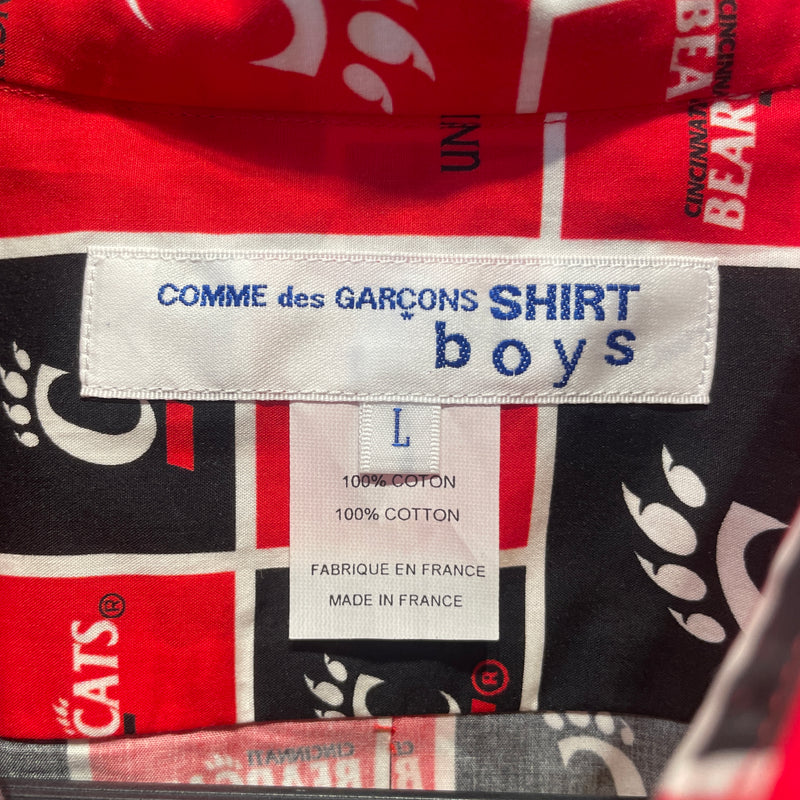 COMME des GARCONS SHIRT BOYS/LS Shirt/L/Cotton/RED/All Over Print/YELLOW SQUARES