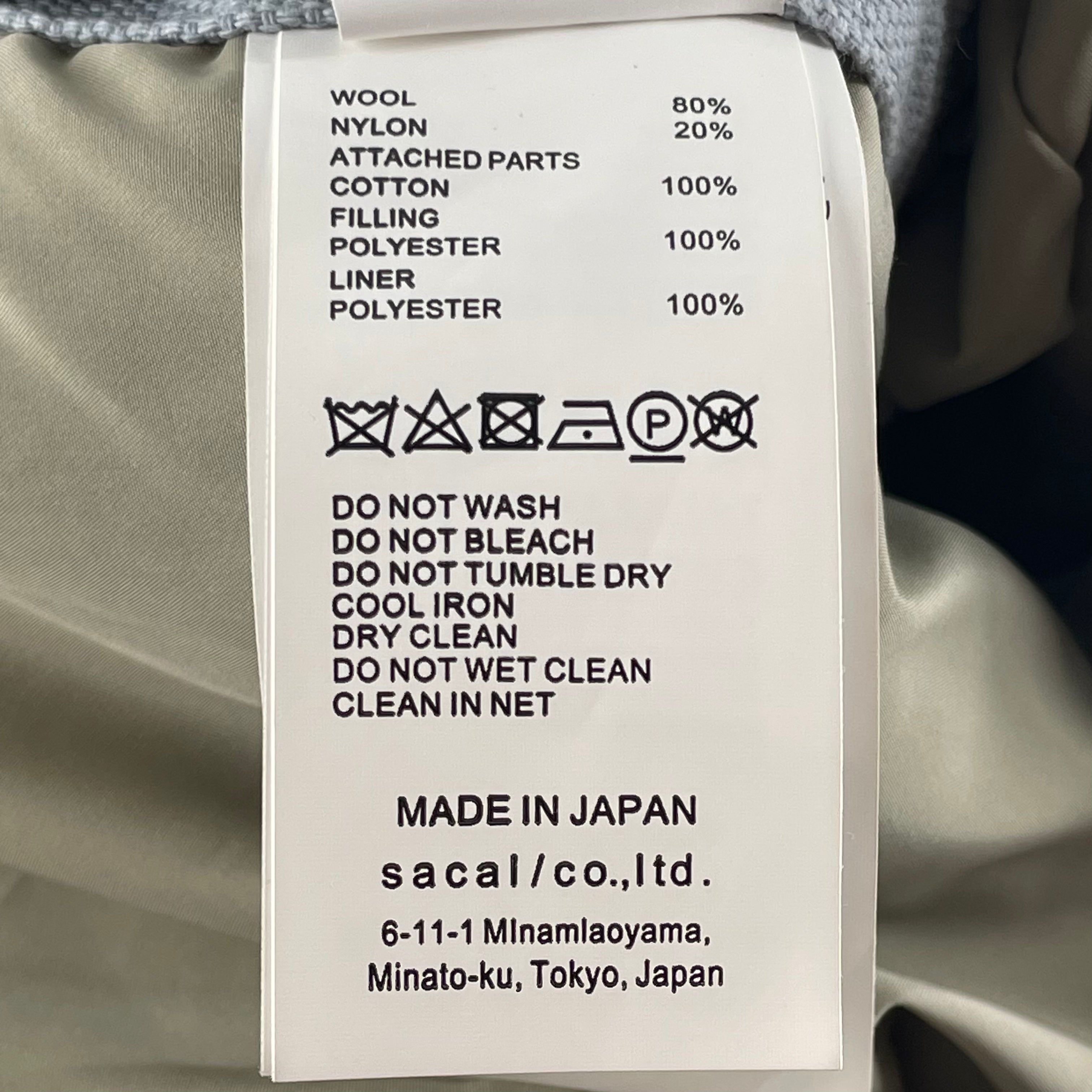 Sacai/Carhartt/Jacket/1/Wool/BLU/233MW00003524 view 4